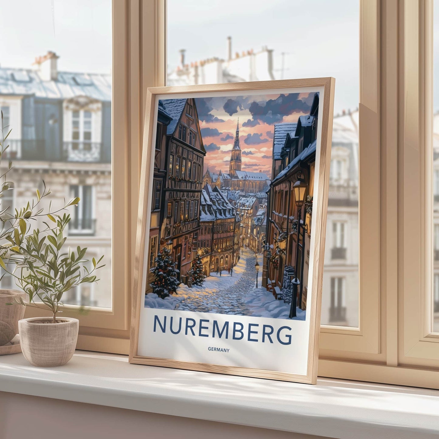 Nuremberg Poster - Germany Travel Art - Warm Winter Glow Home Decor