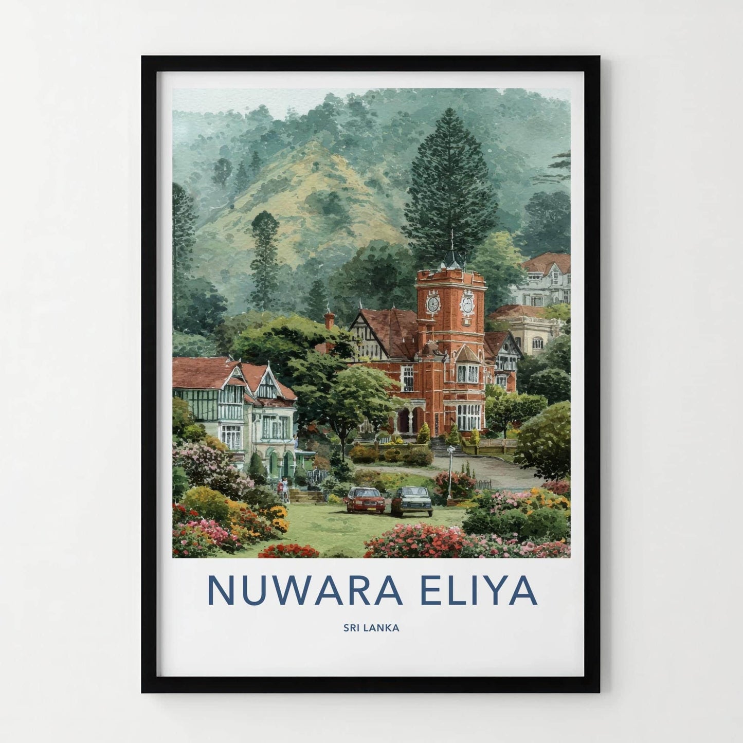 Nuwara Eliya Poster - Sri Lanka Travel Art - Historic Clock Tower Wall Decor