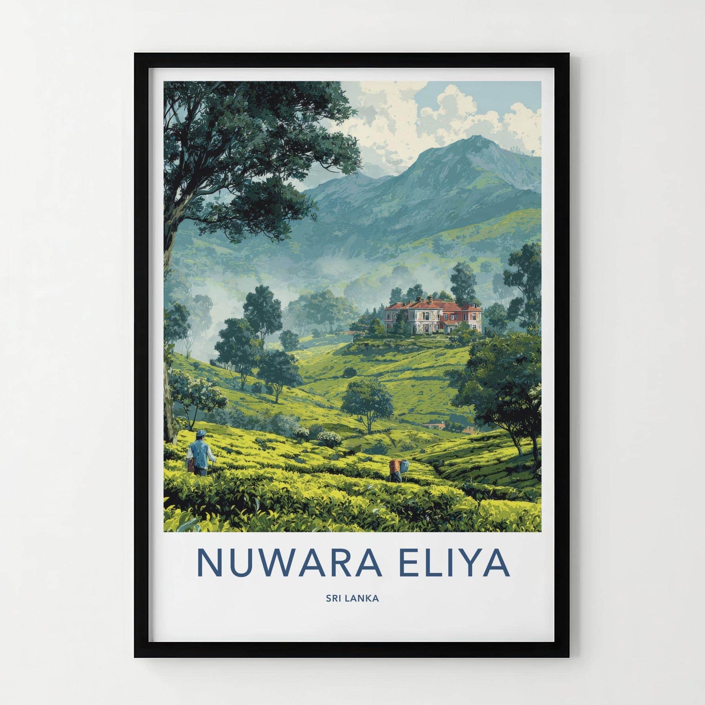 Nuwara Eliya Poster - Sri Lanka Travel Art - Lush Tea Plantation Home Decor