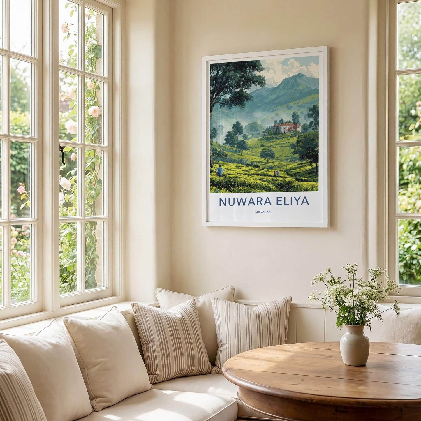 Nuwara Eliya Poster - Sri Lanka Travel Art - Lush Tea Plantation Home Decor
