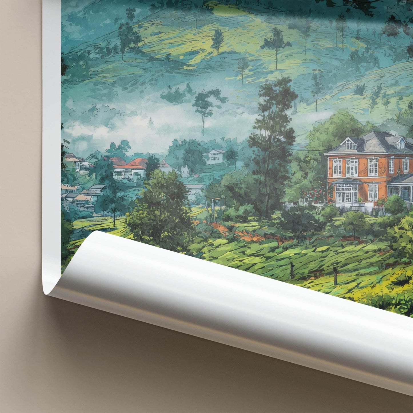 Nuwara Eliya Poster - Sri Lanka Travel Art - Misty Tea Plantation Home Decor