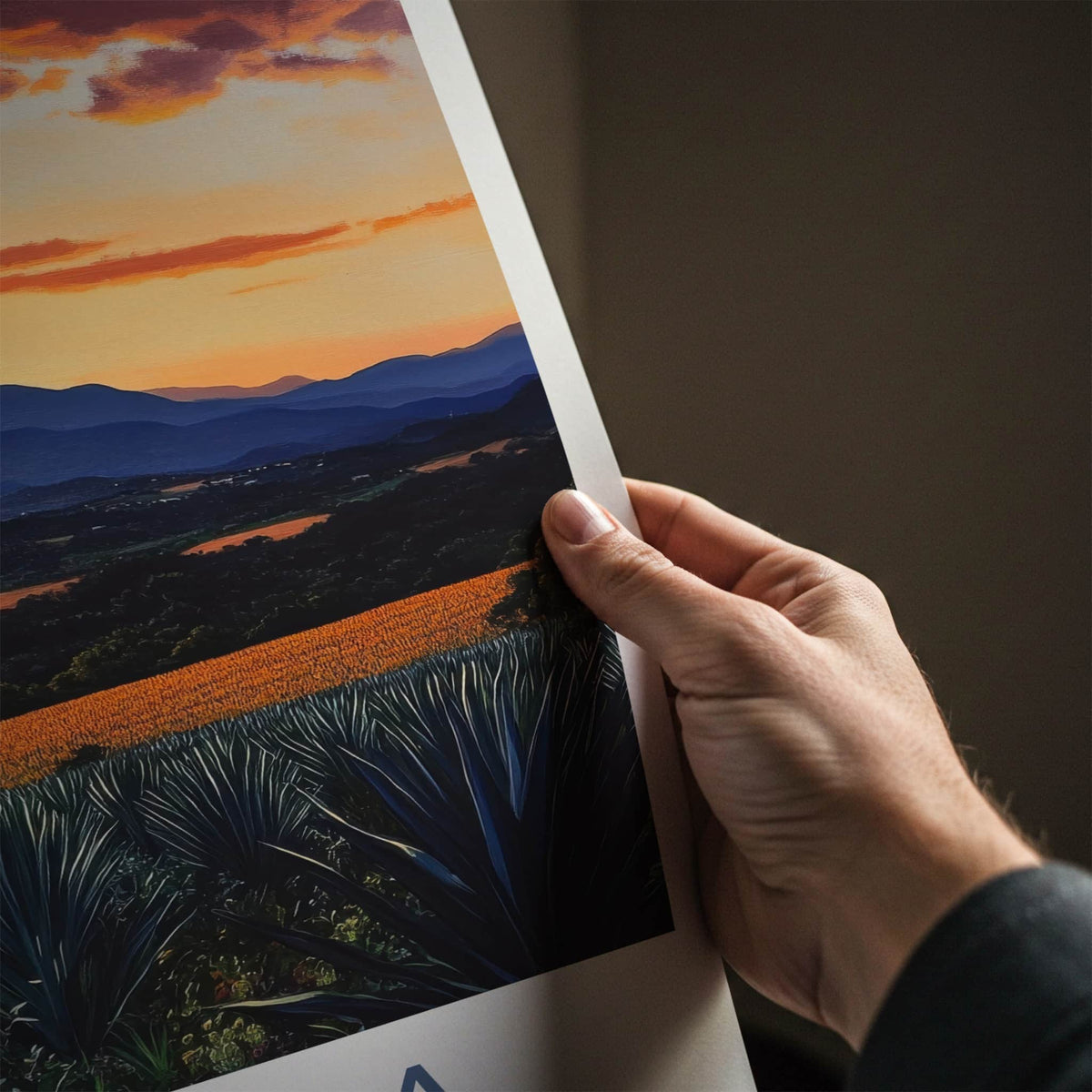 Oaxaca Poster - Mexico Travel Art - Agave Field Sunset Home Decor