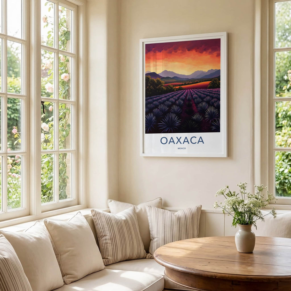 Oaxaca Poster - Mexico Travel Art - Agave Field Sunset Home Decor