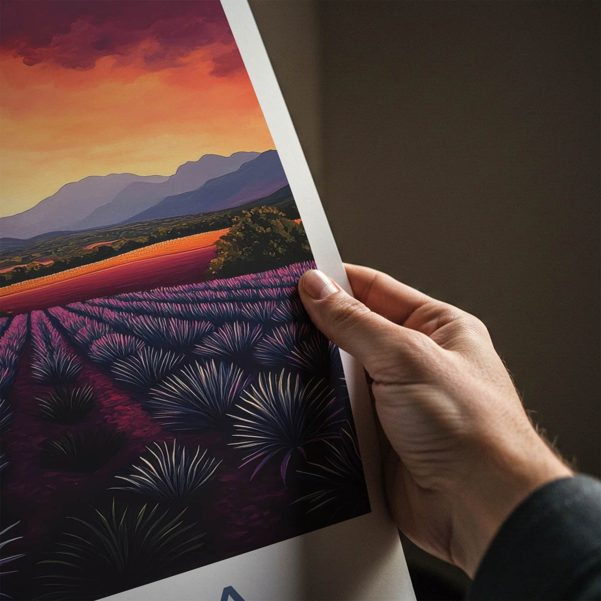 Oaxaca Poster - Mexico Travel Art - Agave Field Sunset Home Decor