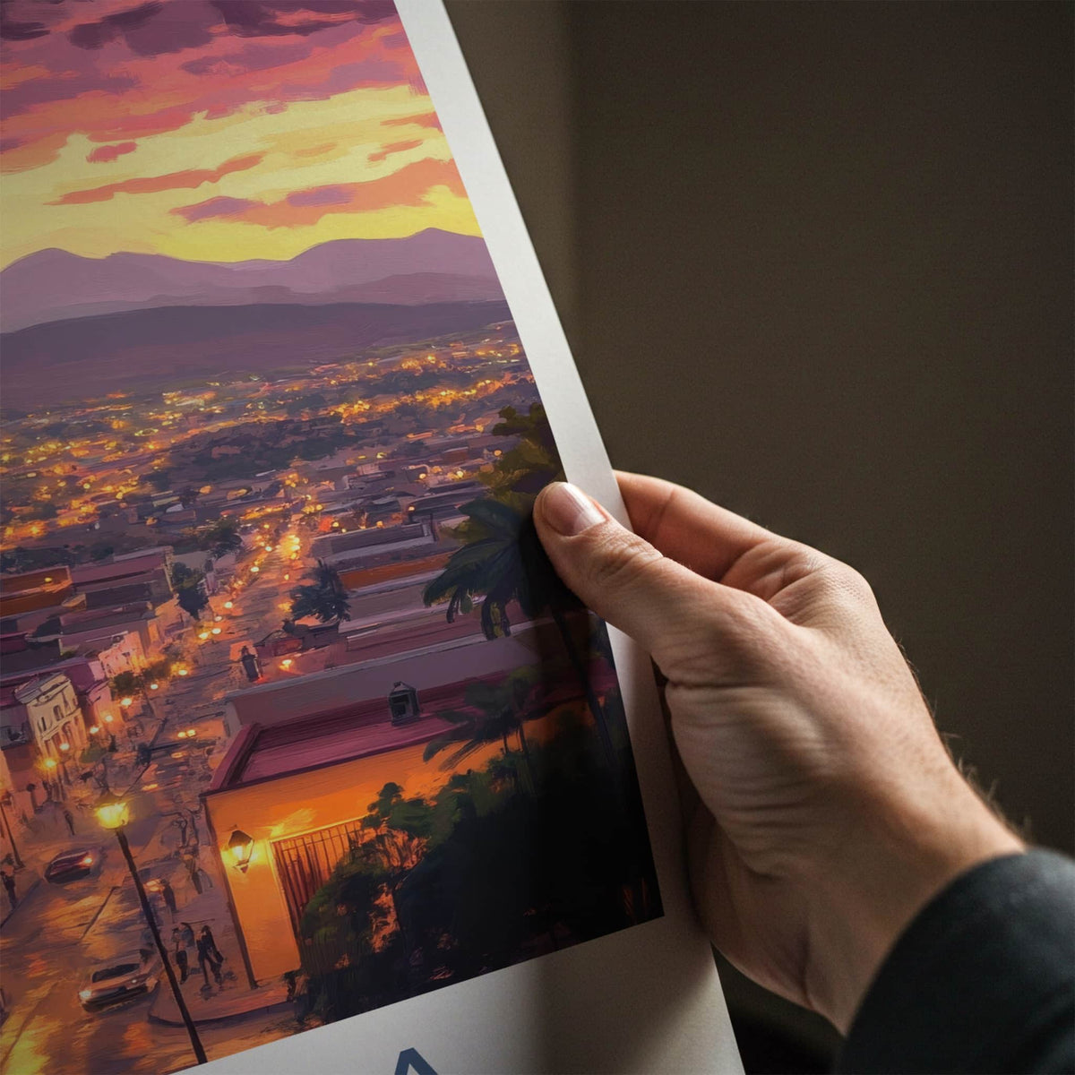 Oaxaca Poster - Mexico Travel Art - Vibrant City Evening Home Decor