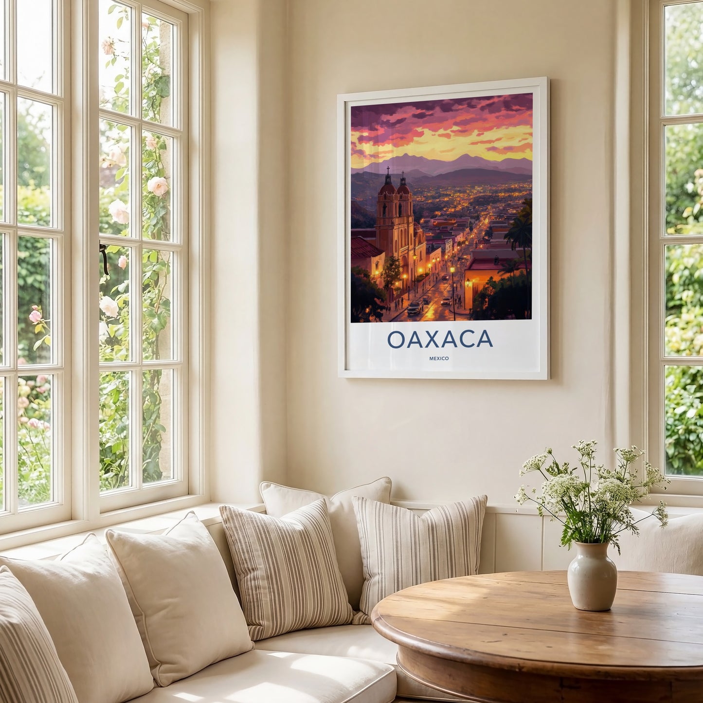Oaxaca Poster - Mexico Travel Art - Vibrant City Evening Home Decor