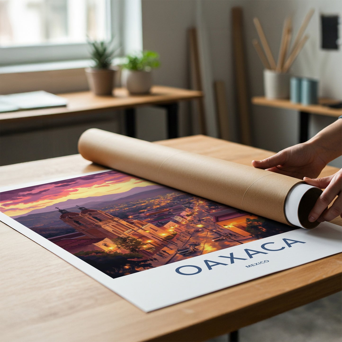 Oaxaca Poster - Mexico Travel Art - Vibrant City Evening Home Decor