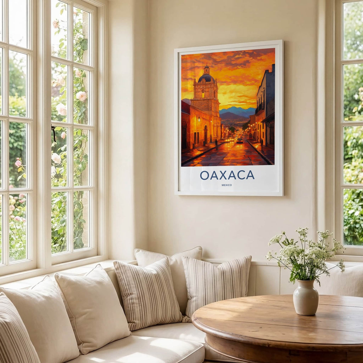Oaxaca Poster - Mexico Travel Art - Vibrant City Sunset Home Decor