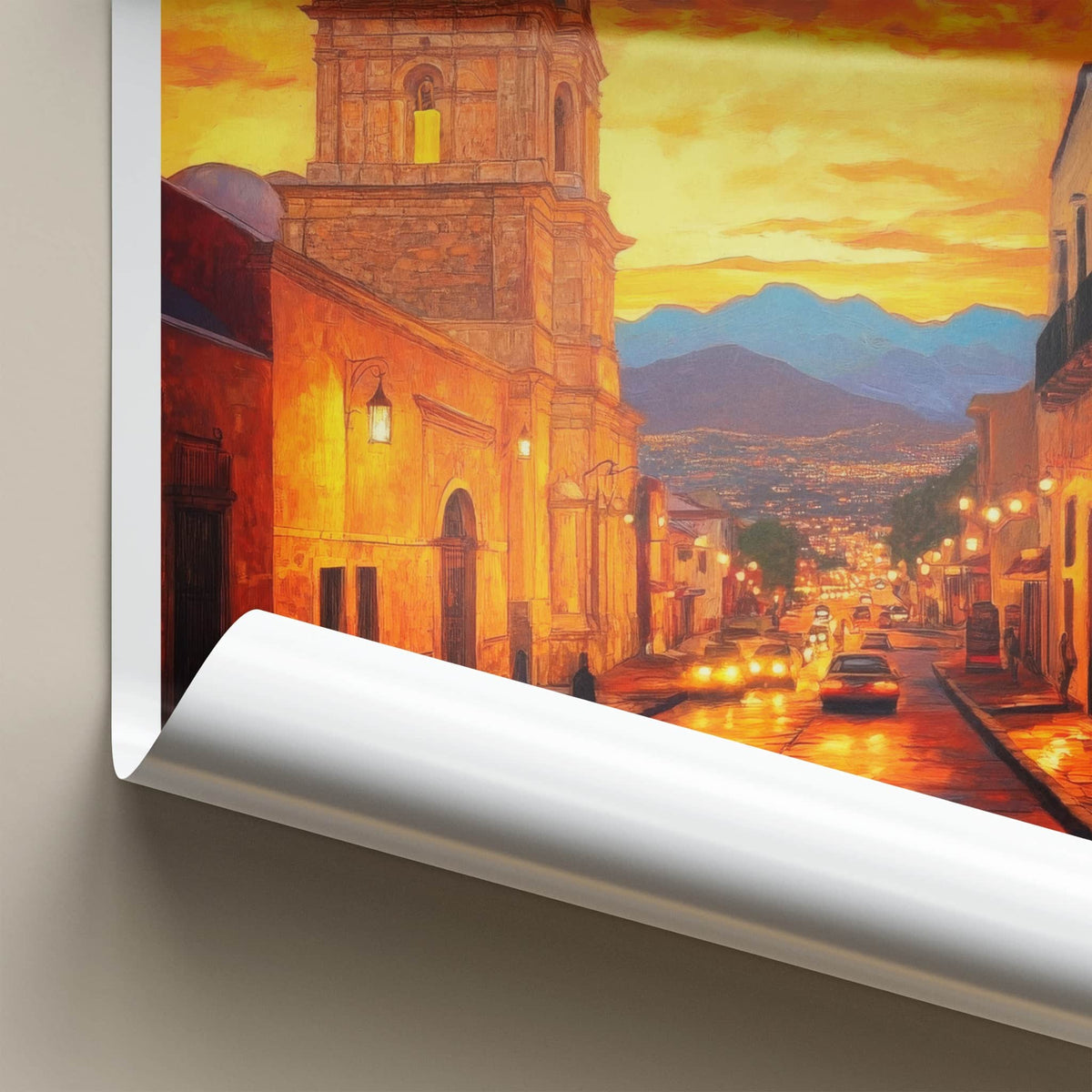 Oaxaca Poster - Mexico Travel Art - Vibrant City Sunset Home Decor
