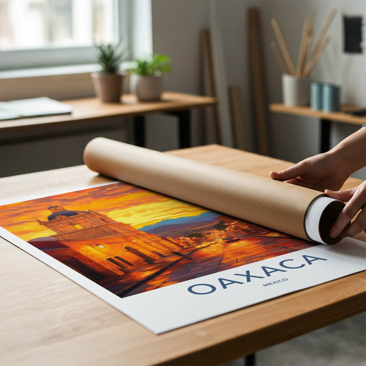 Oaxaca Poster - Mexico Travel Art - Vibrant City Sunset Home Decor
