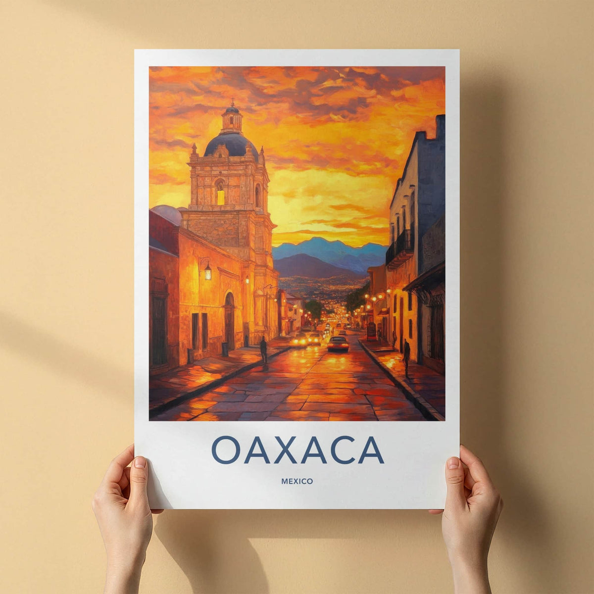 Oaxaca Poster - Mexico Travel Art - Vibrant City Sunset Home Decor