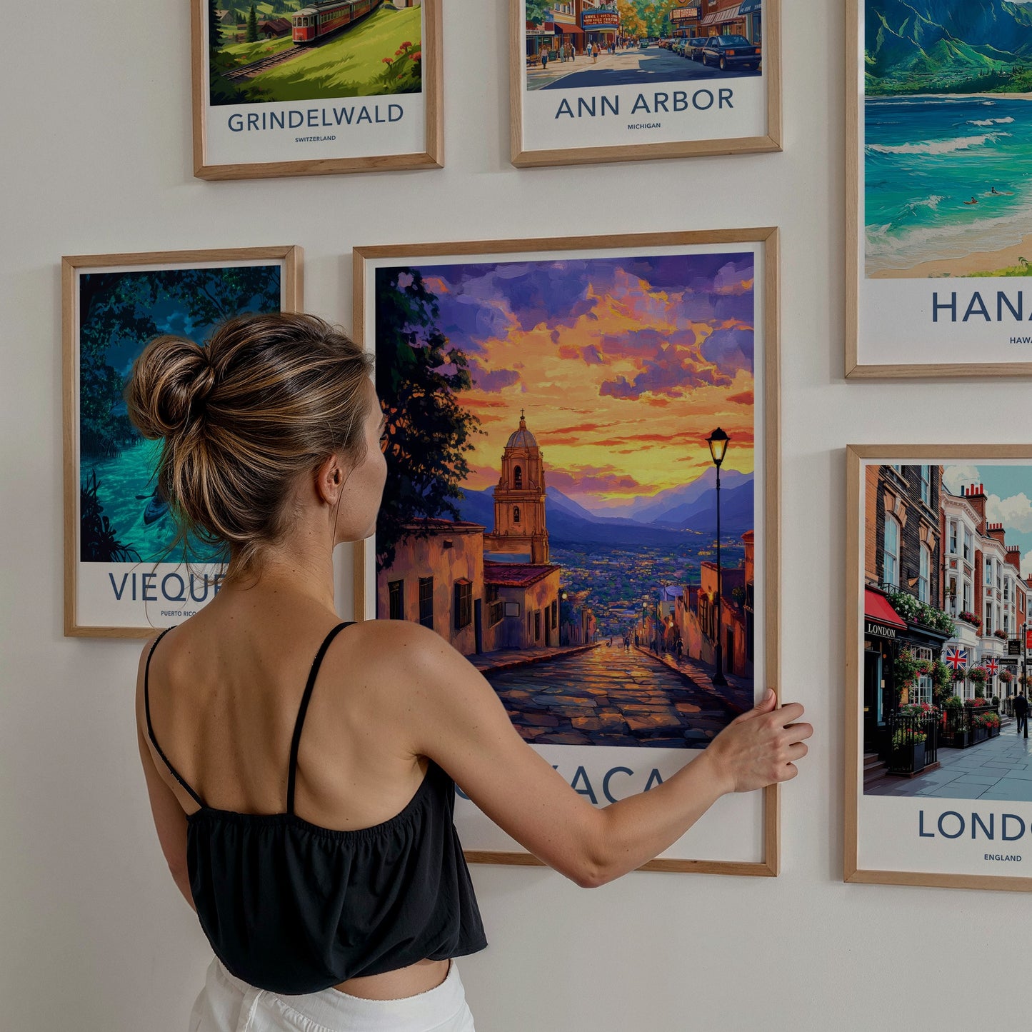 Oaxaca Poster - Mexico Travel Print - Sunset City Vista Lounge Decor