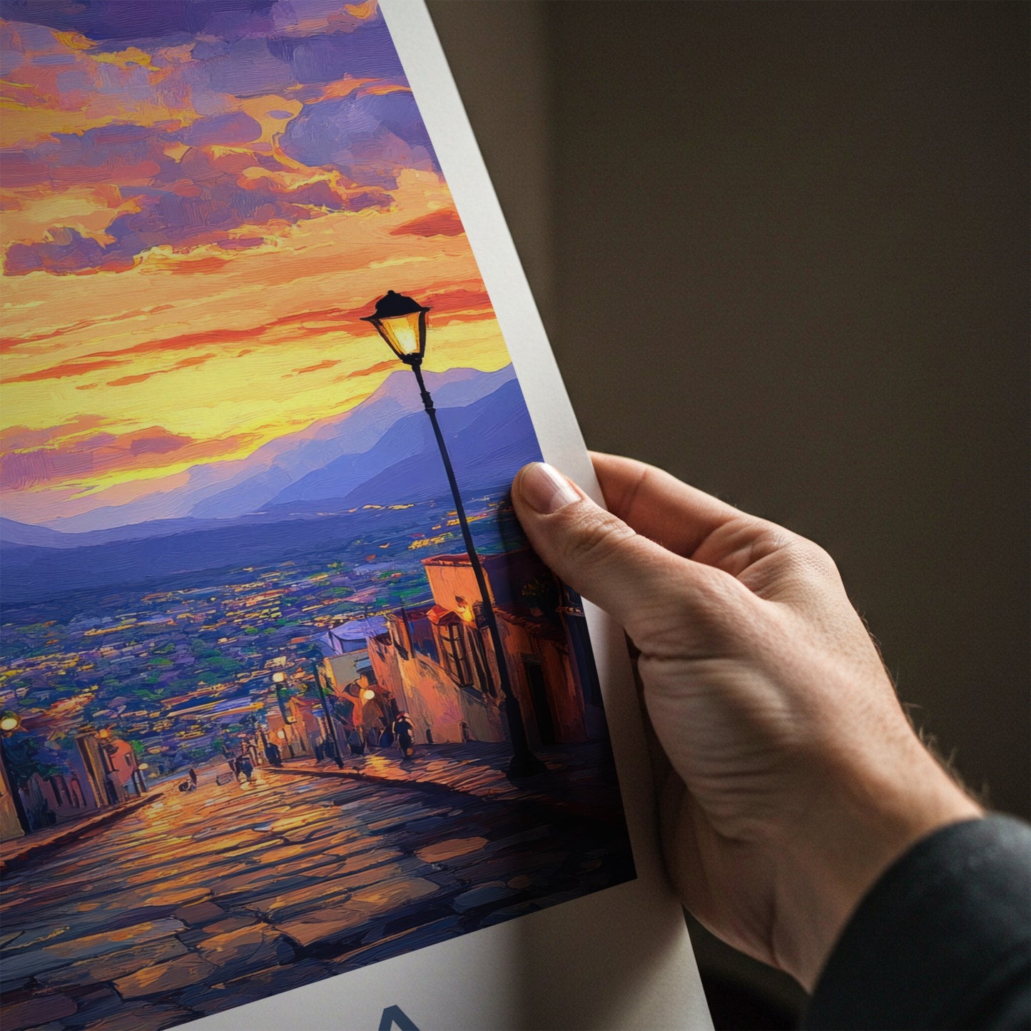 Oaxaca Poster - Mexico Travel Print - Sunset City Vista Lounge Decor