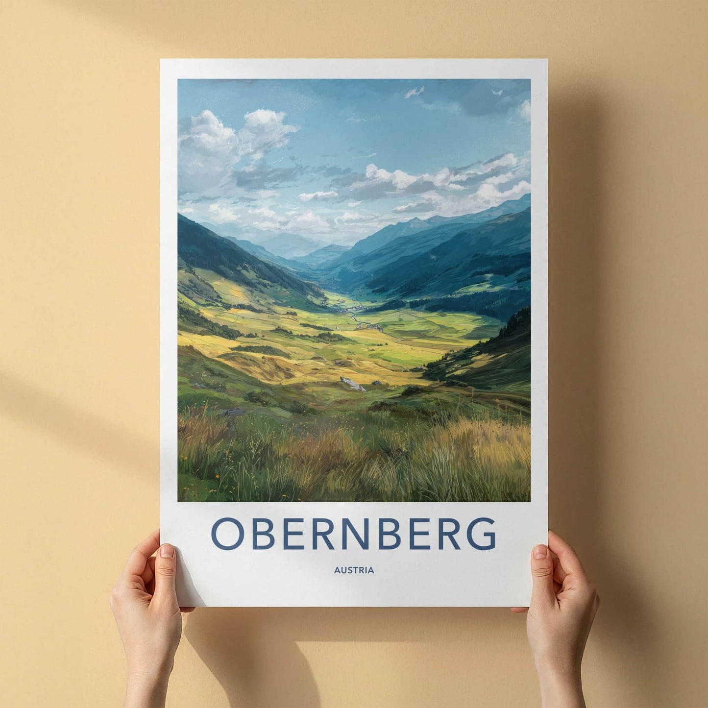 Obernberg Poster - Austria Art Print - Alpine Valley Sunset Wall Decor