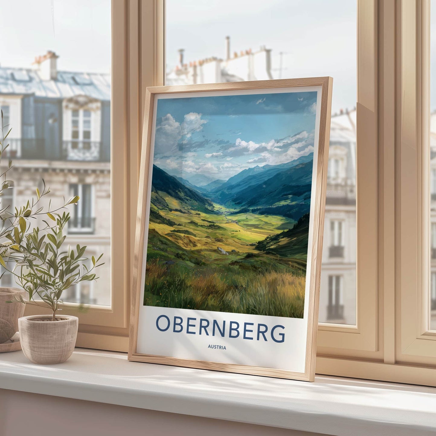 Obernberg Poster - Austria Art Print - Alpine Valley Sunset Wall Decor