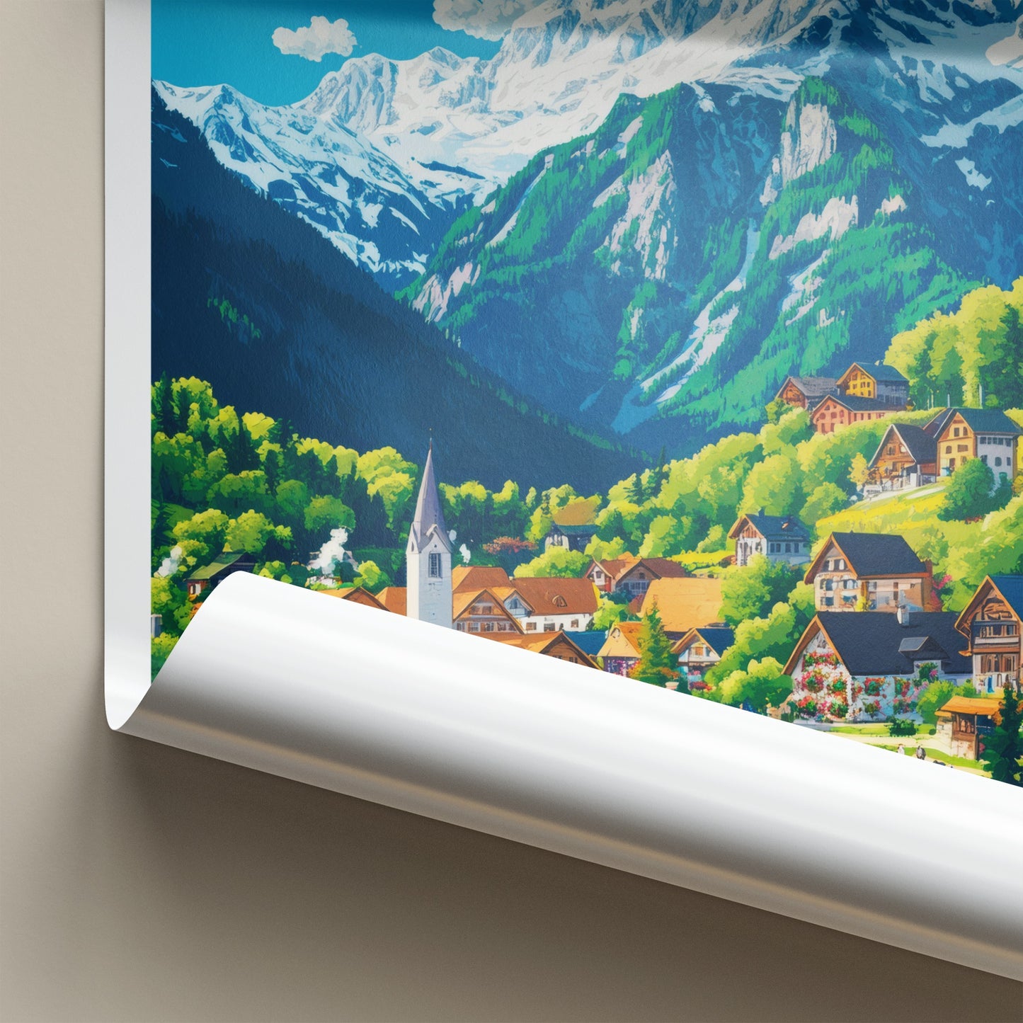 Oberstdorf Poster - Germany Framed Print - Alpine Village Lake Lounge Decor