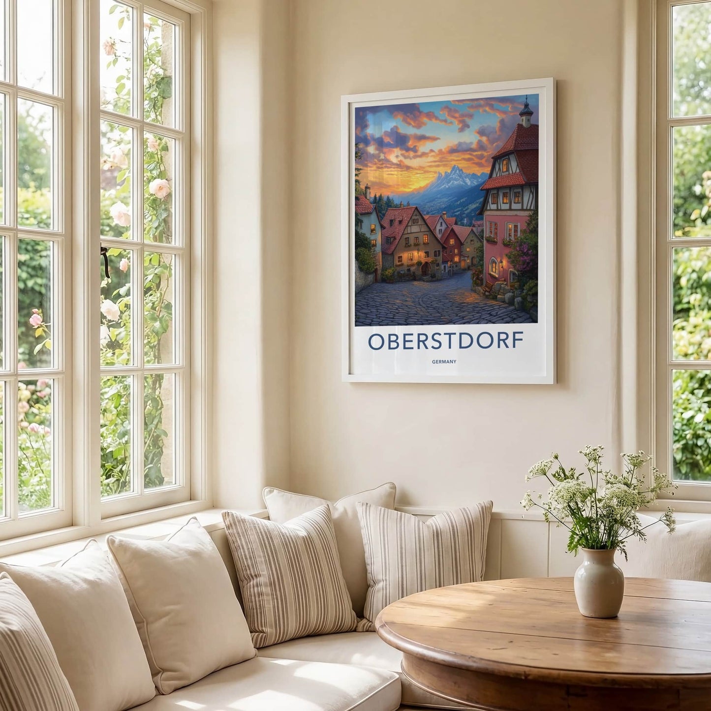 Oberstdorf Poster - Germany Travel Art - Alpine Village Sunset Home Decor