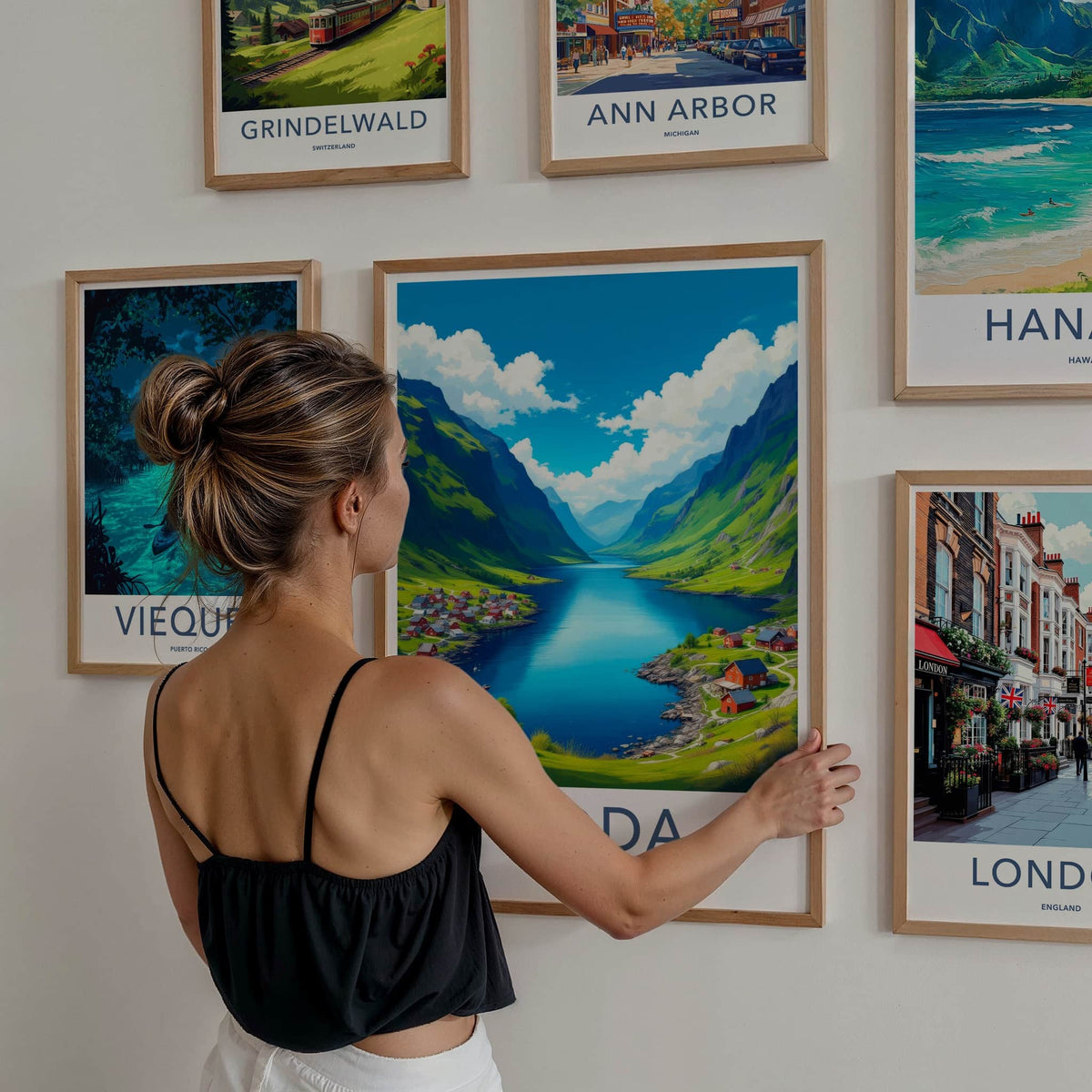Odda Poster - Norway Travel Art - Fjord Mountain Village Home Decor