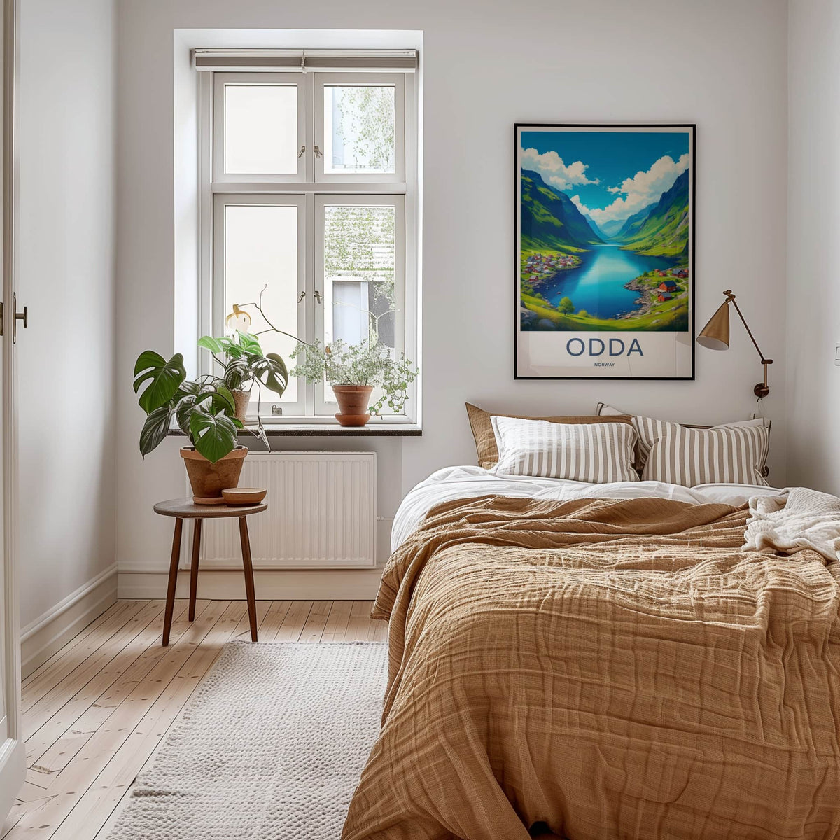Odda Poster - Norway Travel Art - Fjord Mountain Village Home Decor