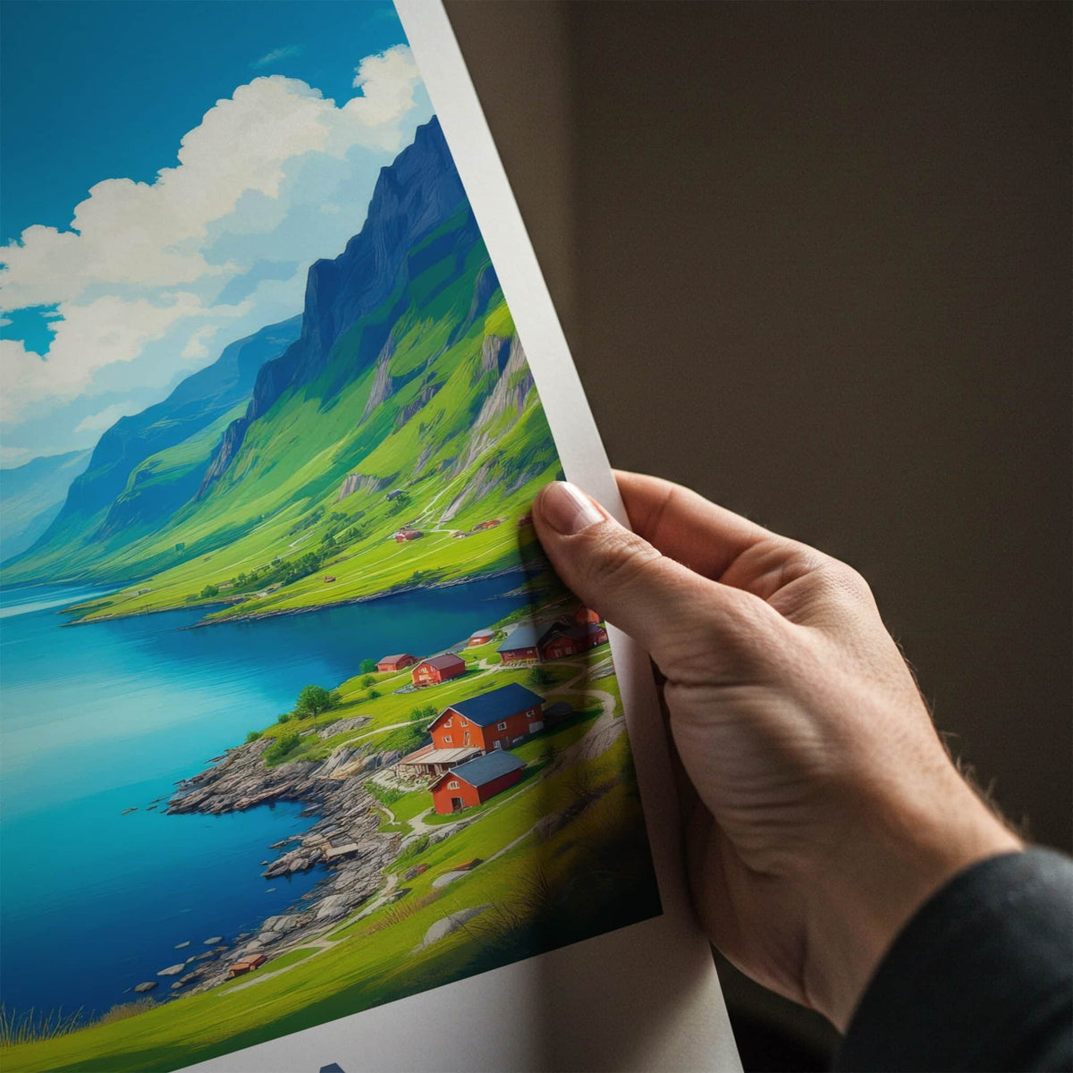 Odda Poster - Norway Travel Art - Fjord Mountain Village Home Decor