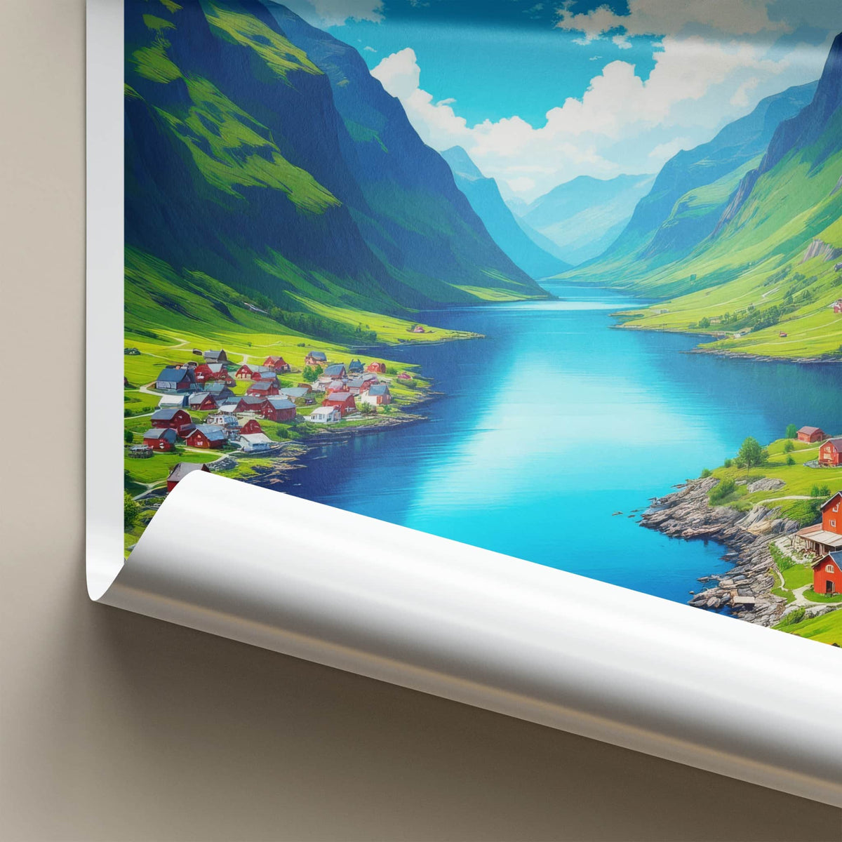 Odda Poster - Norway Travel Art - Fjord Mountain Village Home Decor