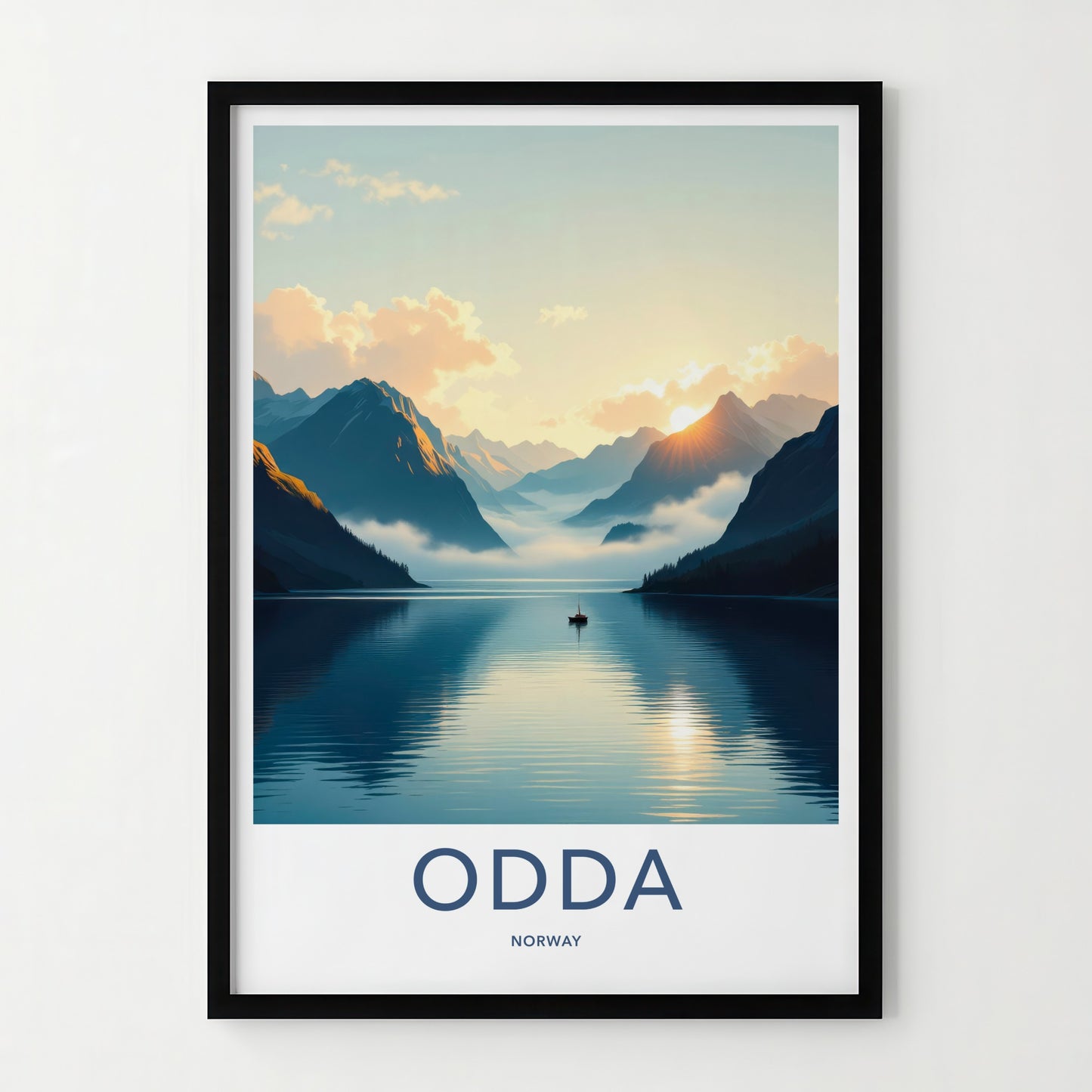 Odda Poster - Norway Travel Art - Mountain Lake Sunrise Home Decor