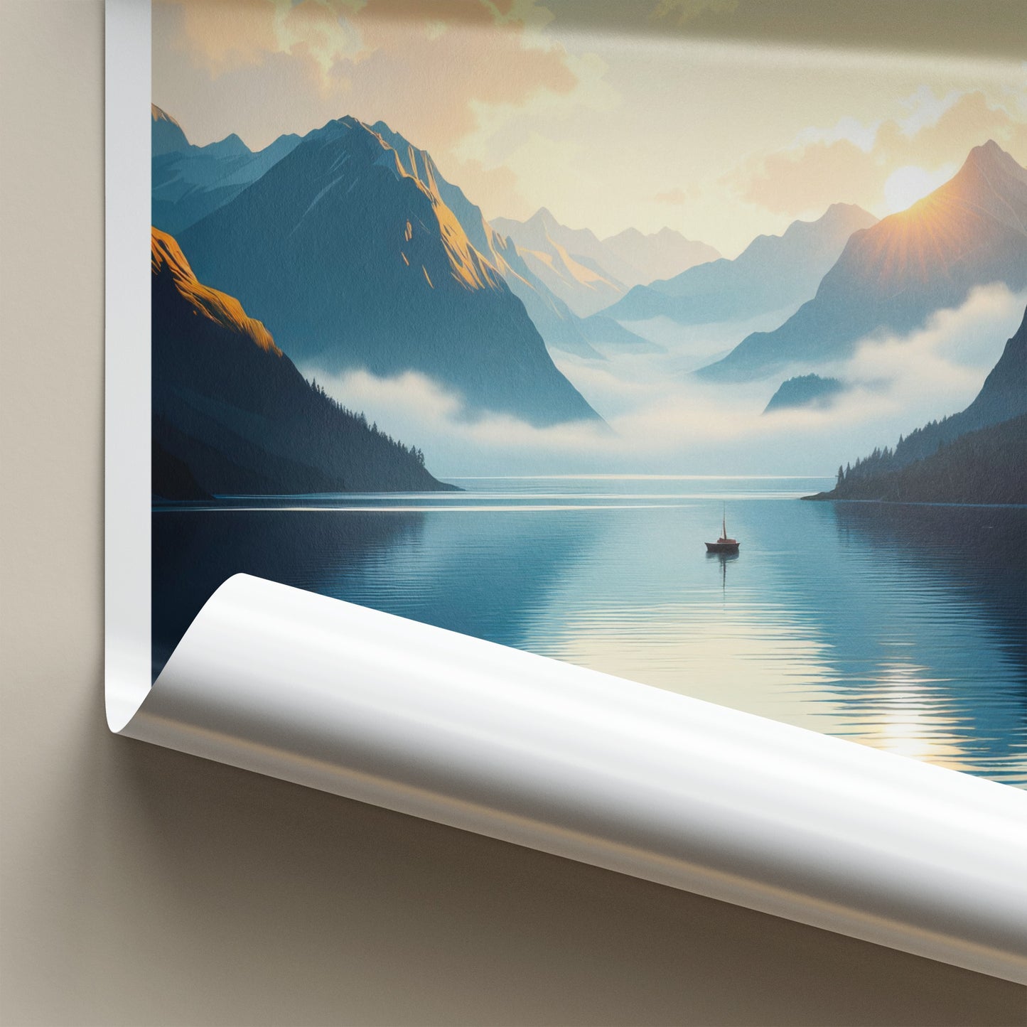 Odda Poster - Norway Travel Art - Mountain Lake Sunrise Home Decor