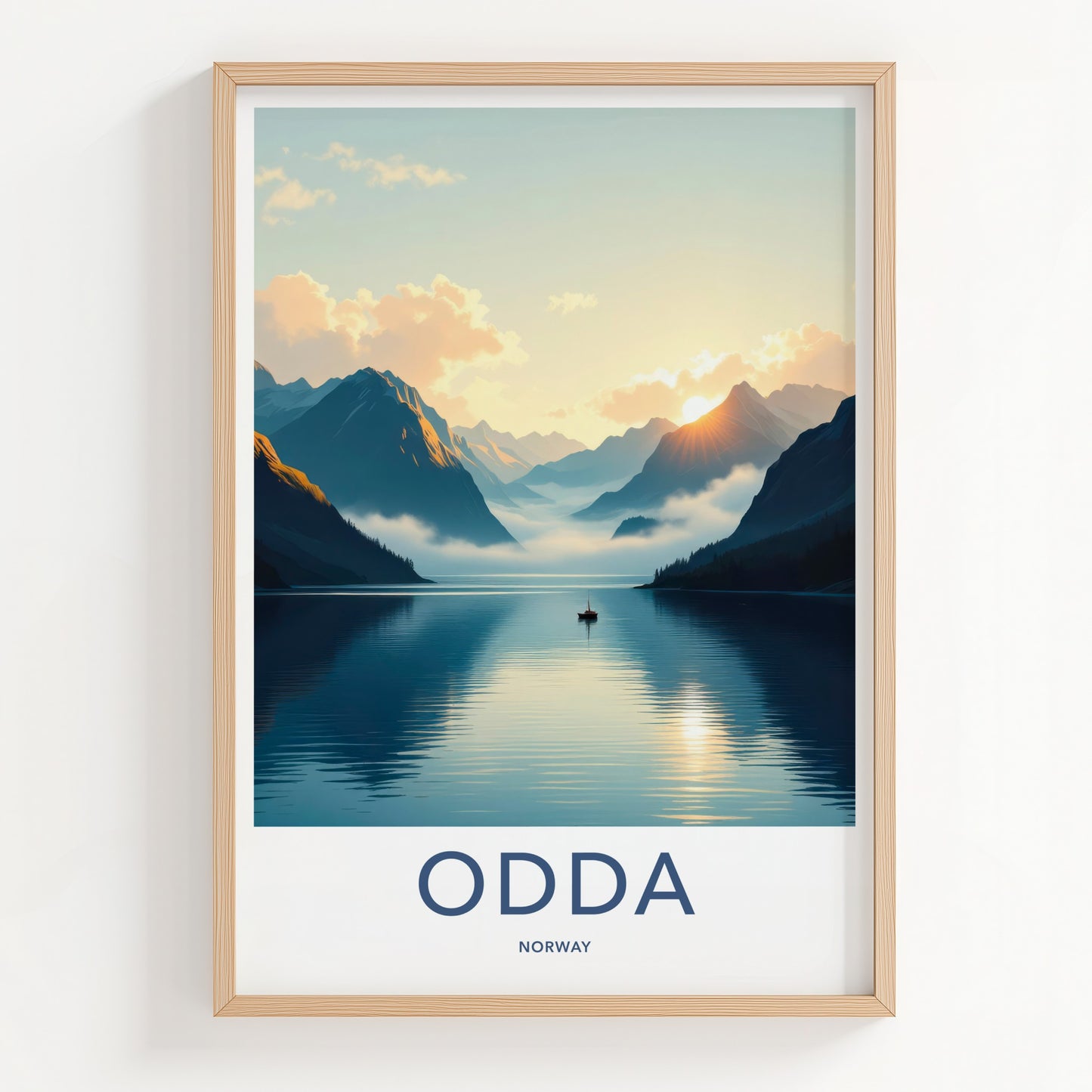Odda Poster - Norway Travel Art - Mountain Lake Sunrise Home Decor