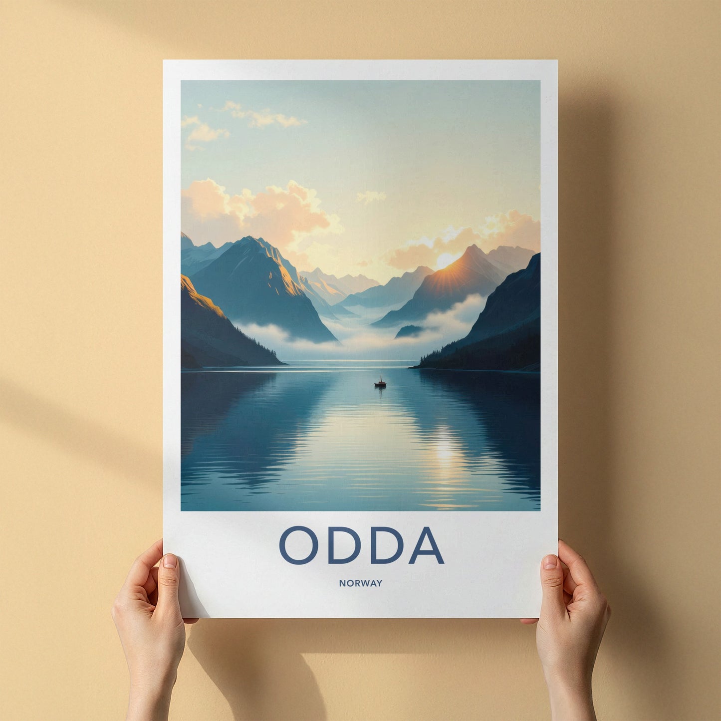 Odda Poster - Norway Travel Art - Mountain Lake Sunrise Home Decor