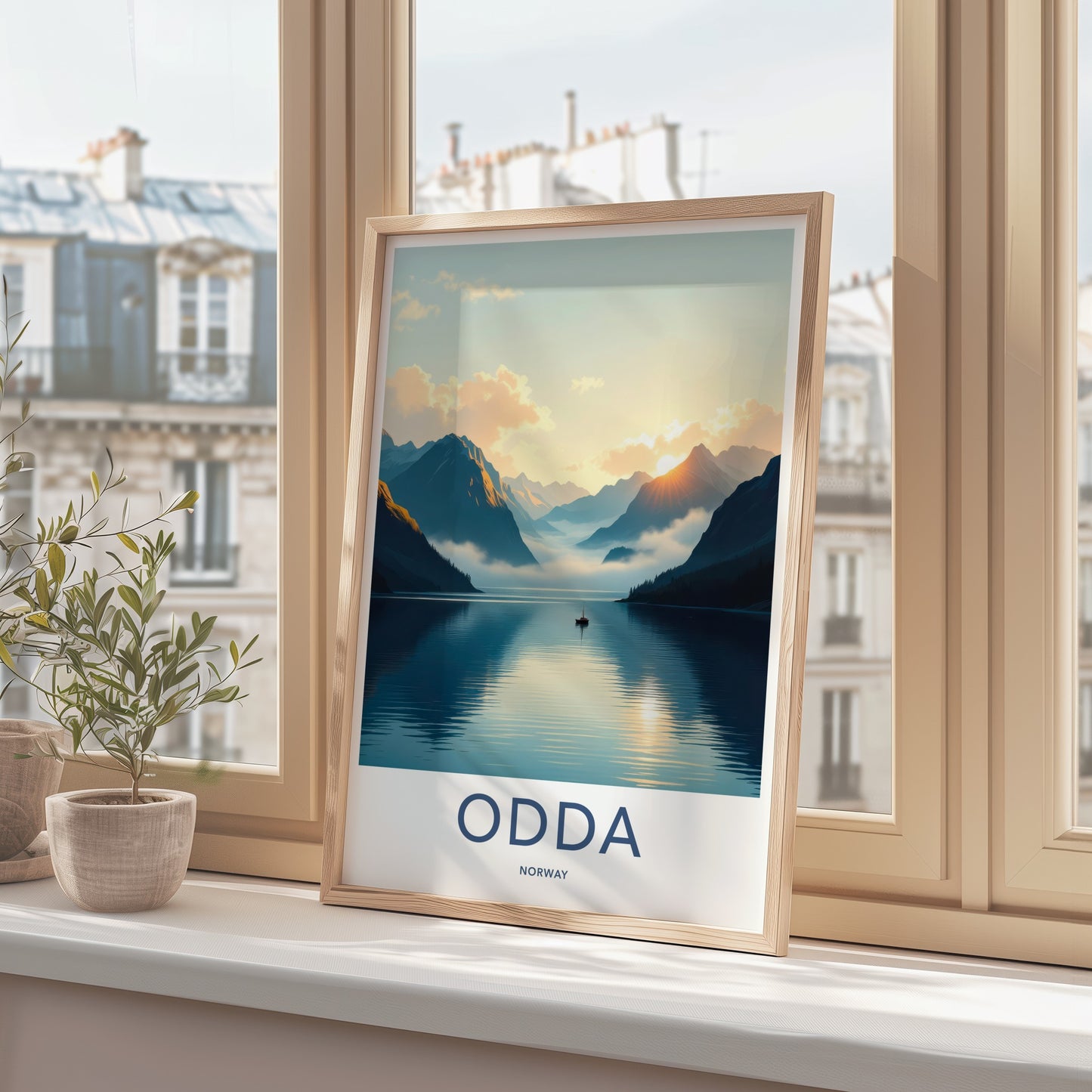 Odda Poster - Norway Travel Art - Mountain Lake Sunrise Home Decor
