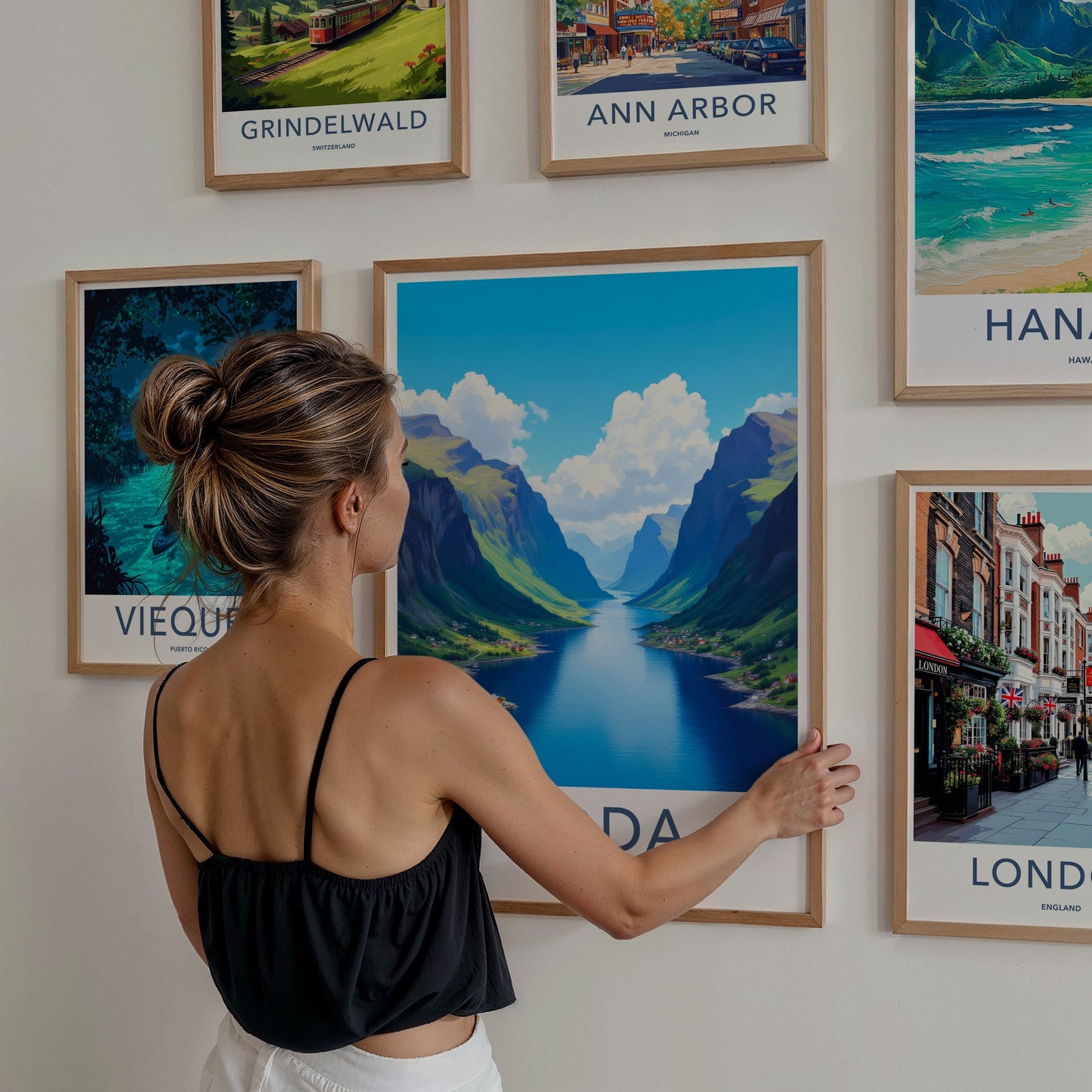 Odda Poster - Norway Travel Art - Scenic Fjord Village Home Decor