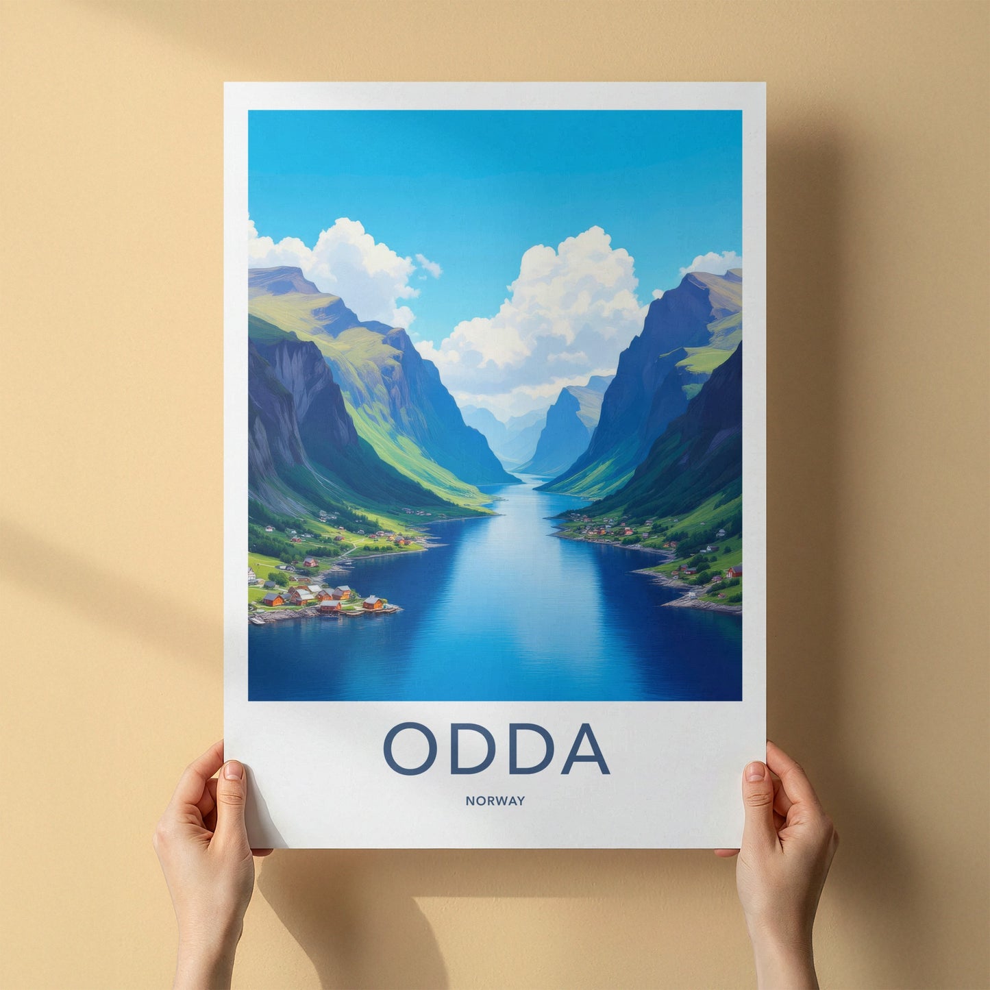 Odda Poster - Norway Travel Art - Scenic Fjord Village Home Decor