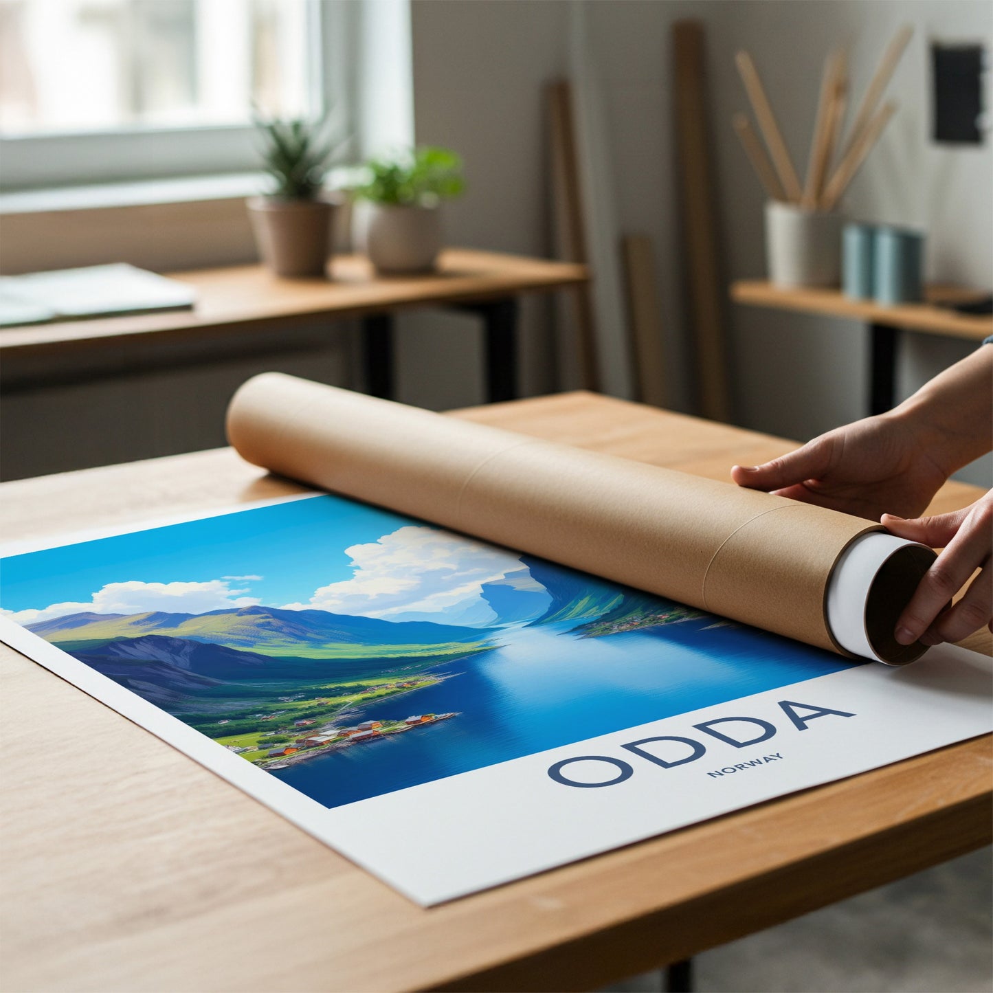 Odda Poster - Norway Travel Art - Scenic Fjord Village Home Decor