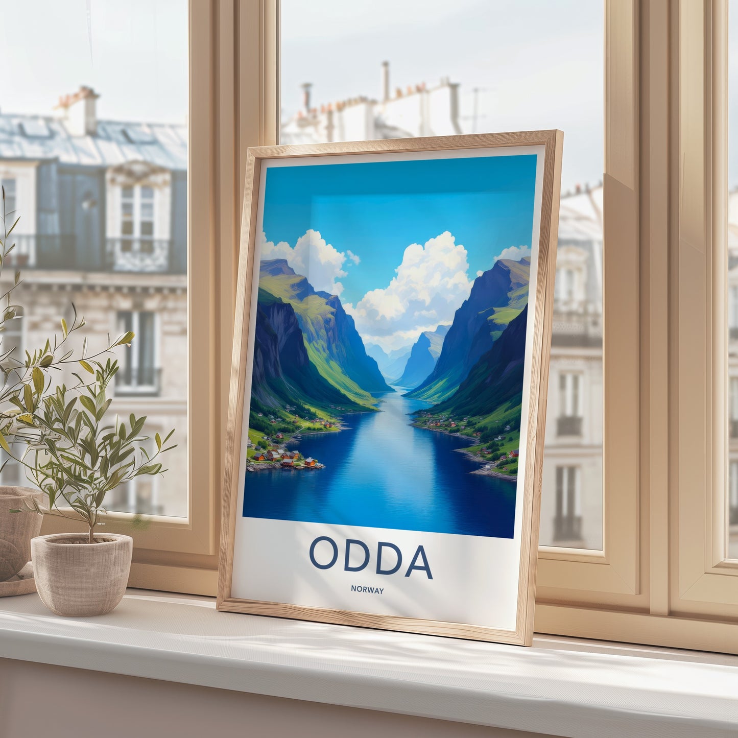 Odda Poster - Norway Travel Art - Scenic Fjord Village Home Decor