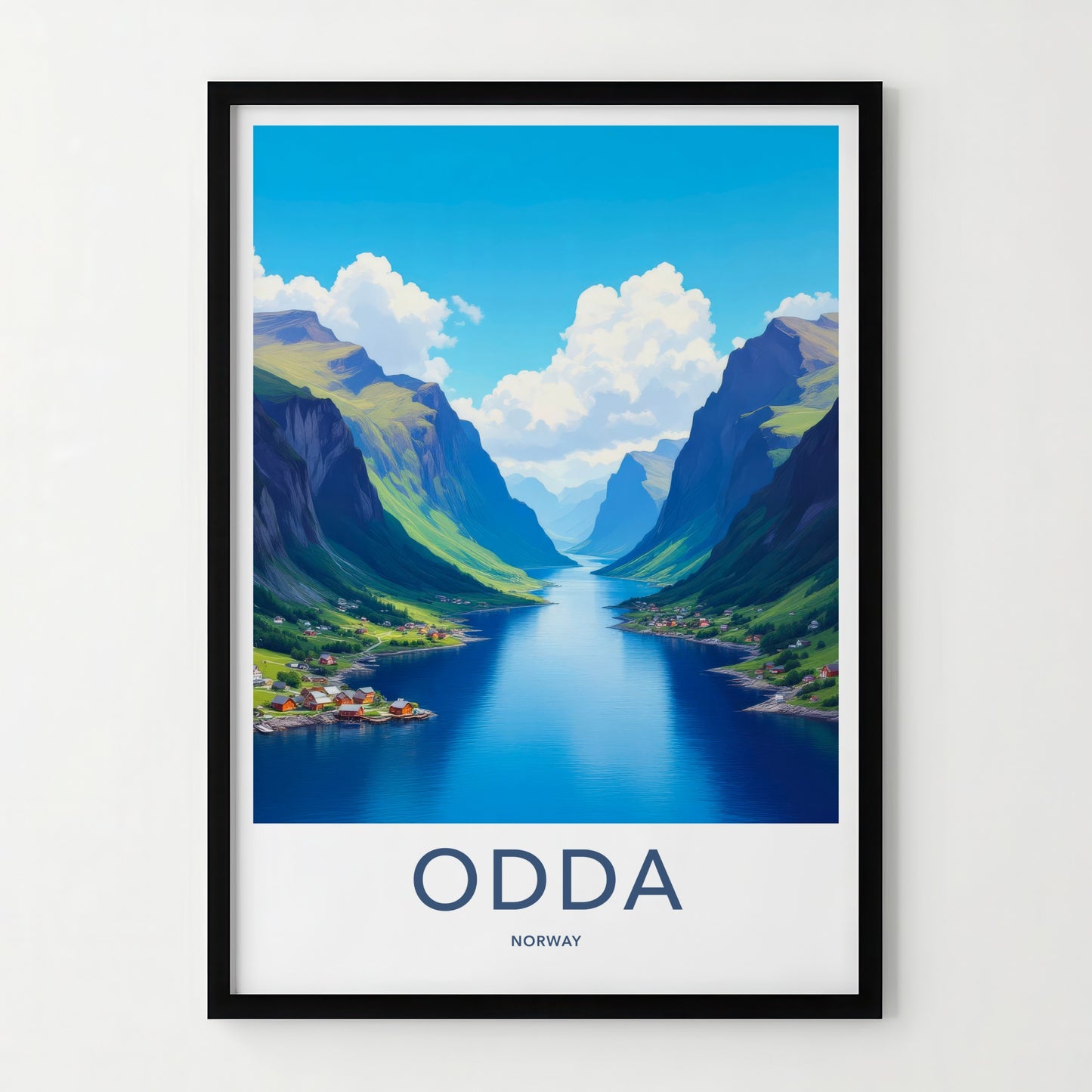 Odda Poster - Norway Travel Art - Scenic Fjord Village Home Decor