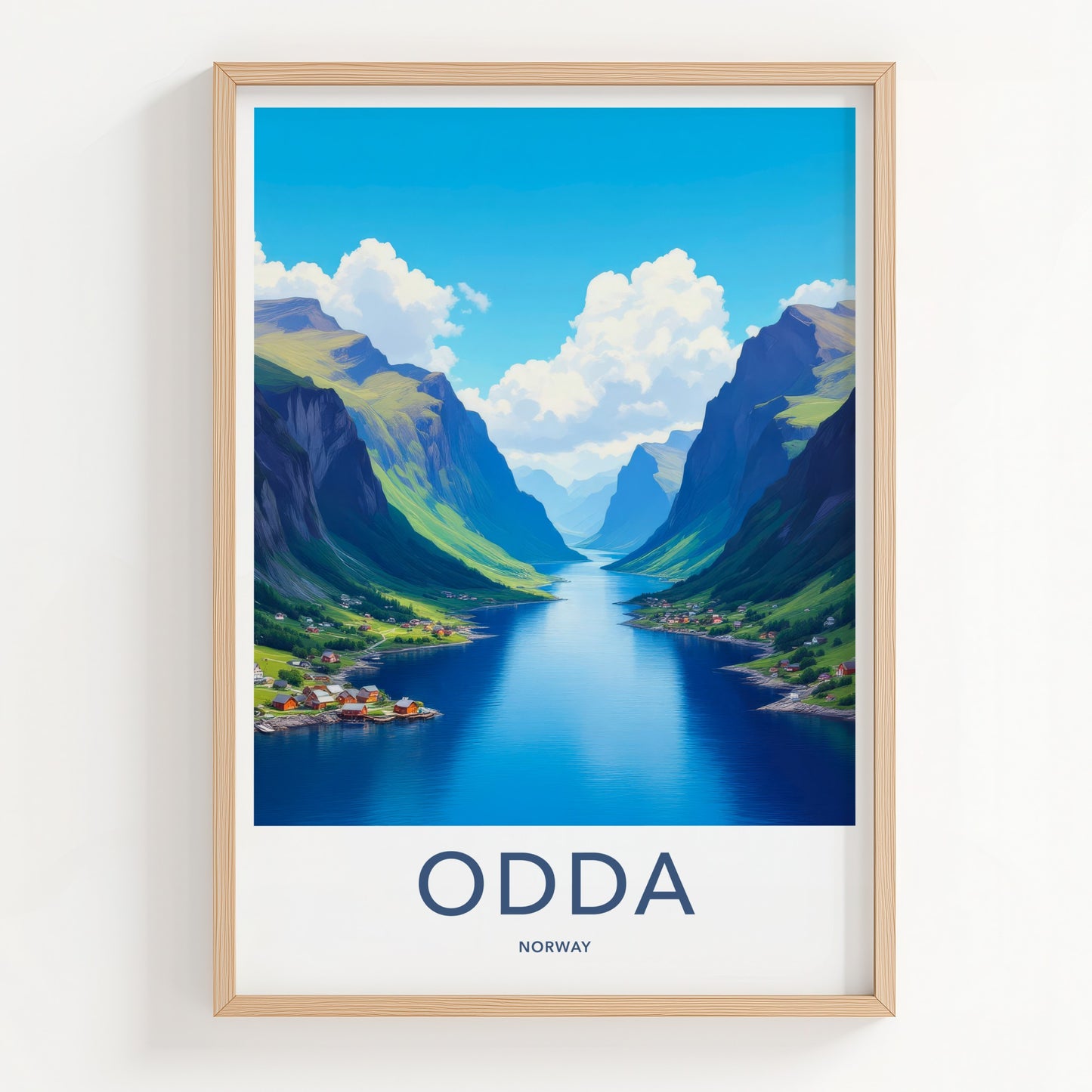 Odda Poster - Norway Travel Art - Scenic Fjord Village Home Decor