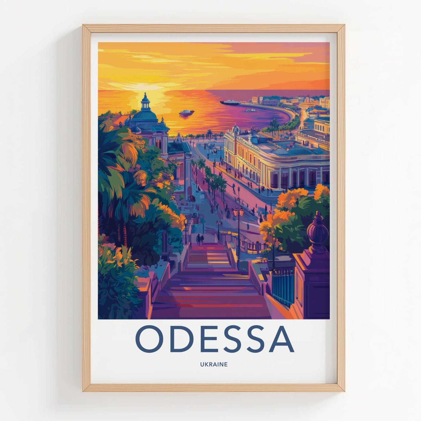Odessa Poster - Ukraine Travel Art - Vibrant City Sunset Home Decor