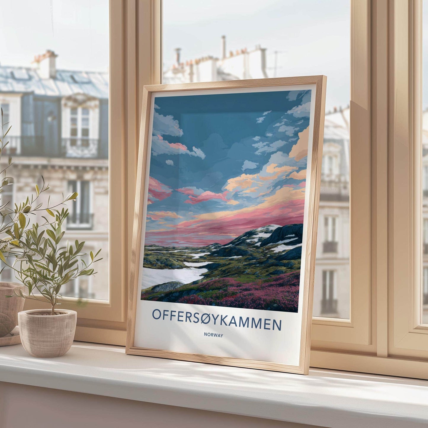 OFFERSOYKAMMEN Poster - Norway Travel Art - Vibrant Mountain Sunset Wall Decor