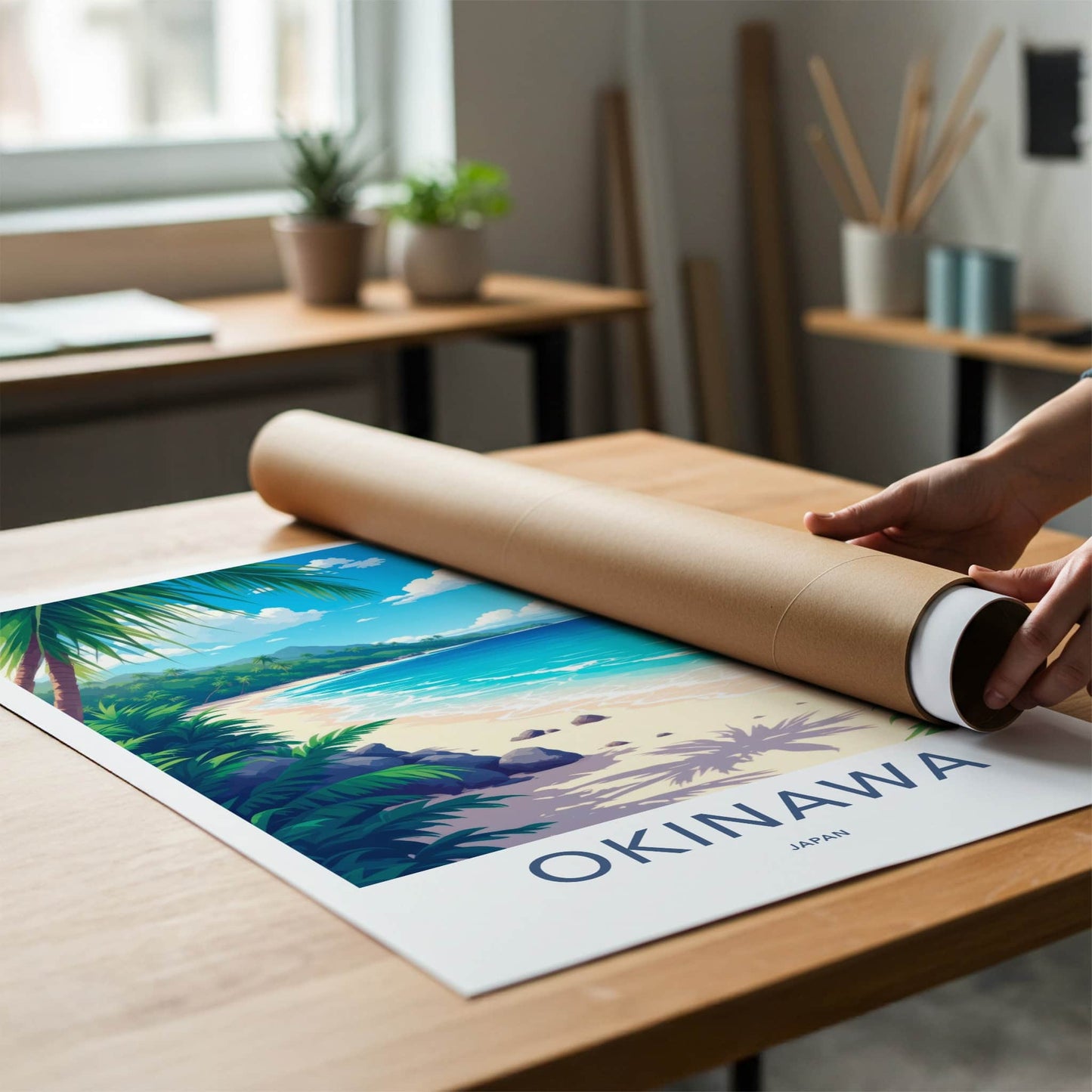 Okinawa Poster - Japan Travel Art - Tropical Beach Palms Home Decor