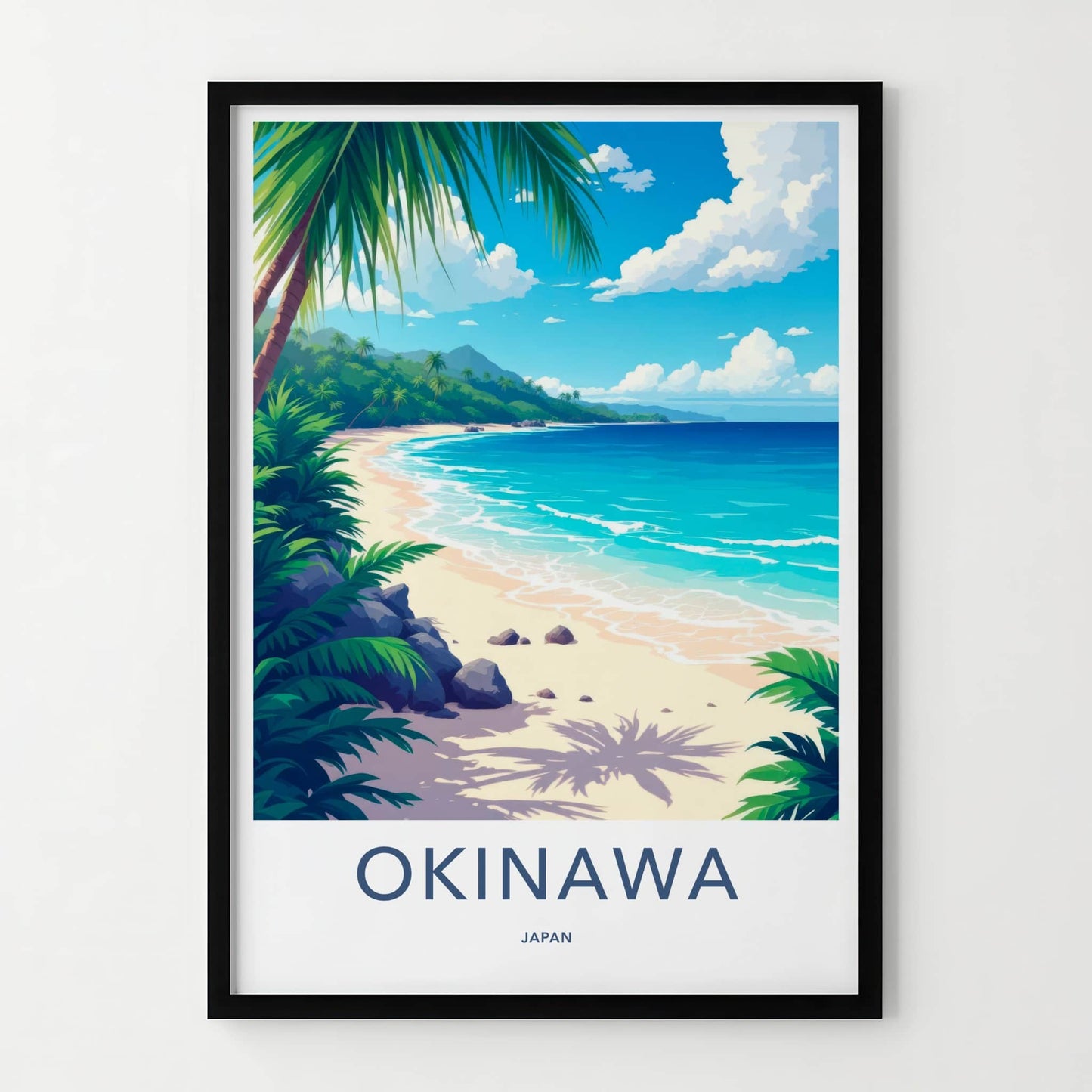 Okinawa Poster - Japan Travel Art - Tropical Beach Palms Home Decor