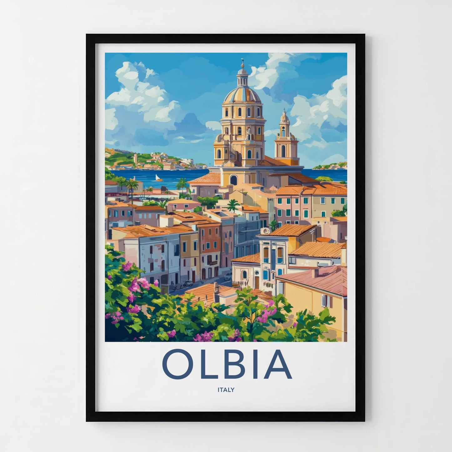 Olbia Poster - Italy Framed Art - Vibrant Port Town Gallery Art