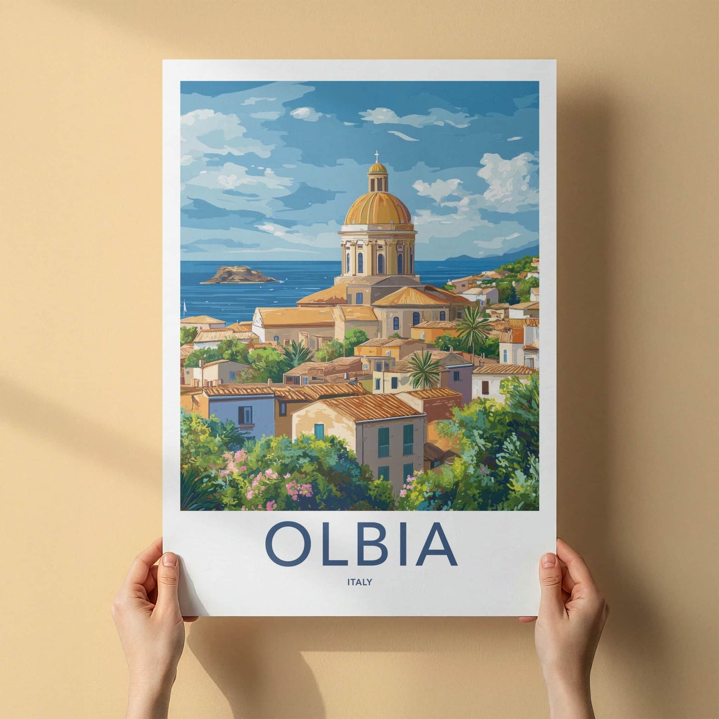 Olbia Poster - Italy Travel Print - Golden Dome Village Gallery Art