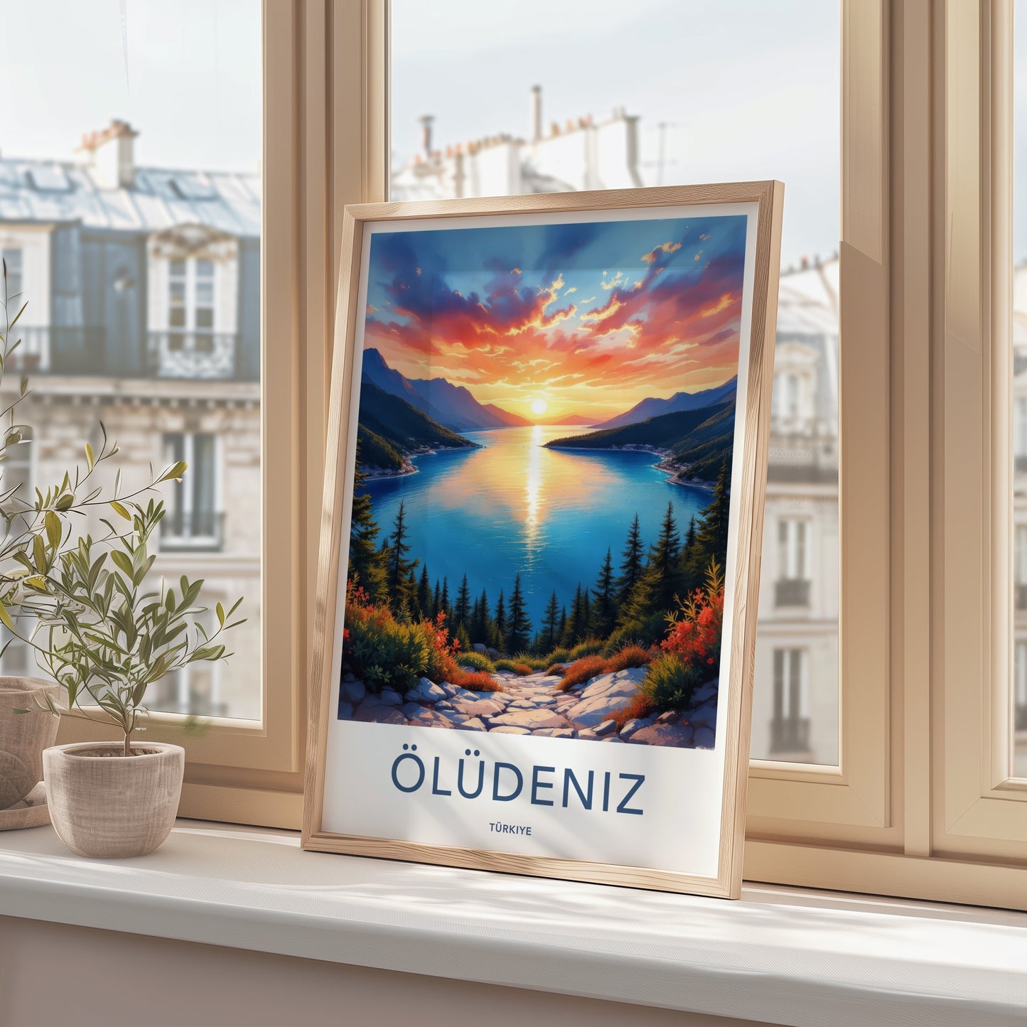 Oludeniz Poster - Turkey Travel Art - Bay Sunset Landscape Home Decor