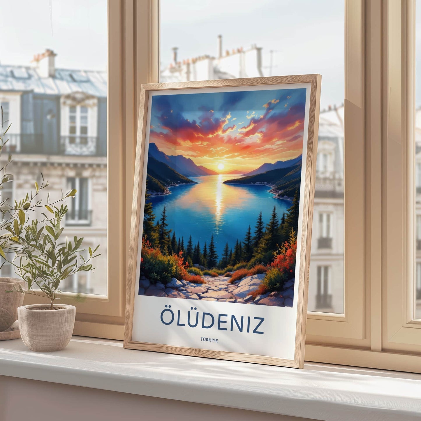 Oludeniz Poster - Turkey Travel Art - Bay Sunset Landscape Home Decor