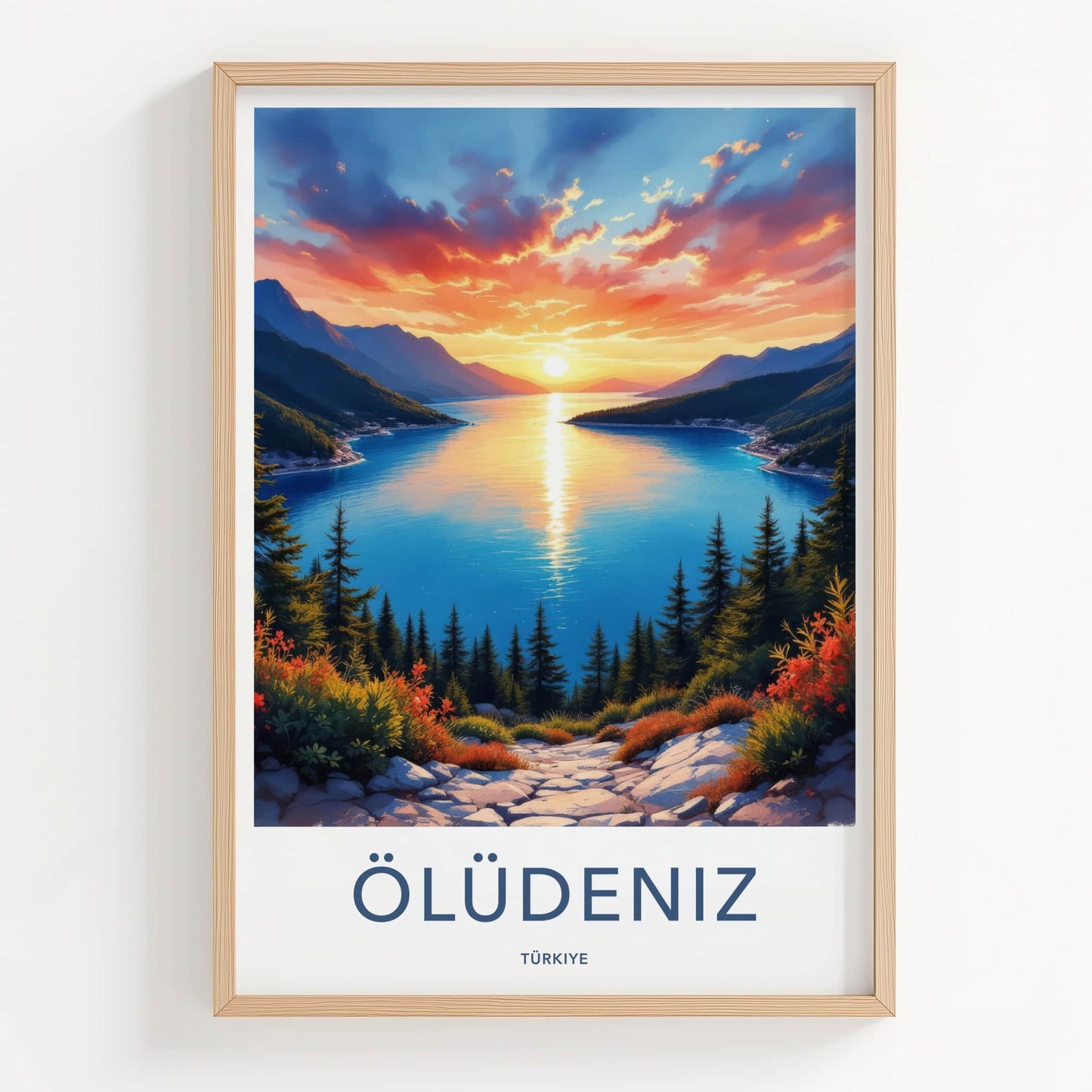 Oludeniz Poster - Turkey Travel Art - Bay Sunset Landscape Home Decor