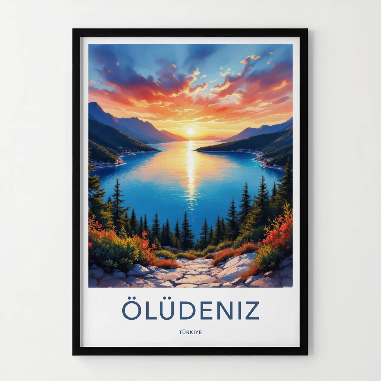 Oludeniz Poster - Turkey Travel Art - Bay Sunset Landscape Home Decor