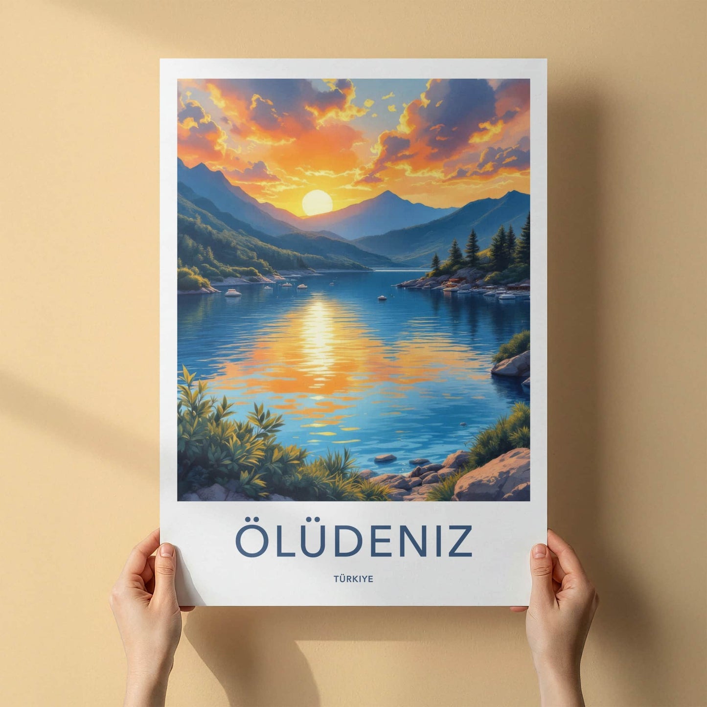 Oludeniz Poster - Turkey Travel Art - Golden Sunset Waters Home Decor