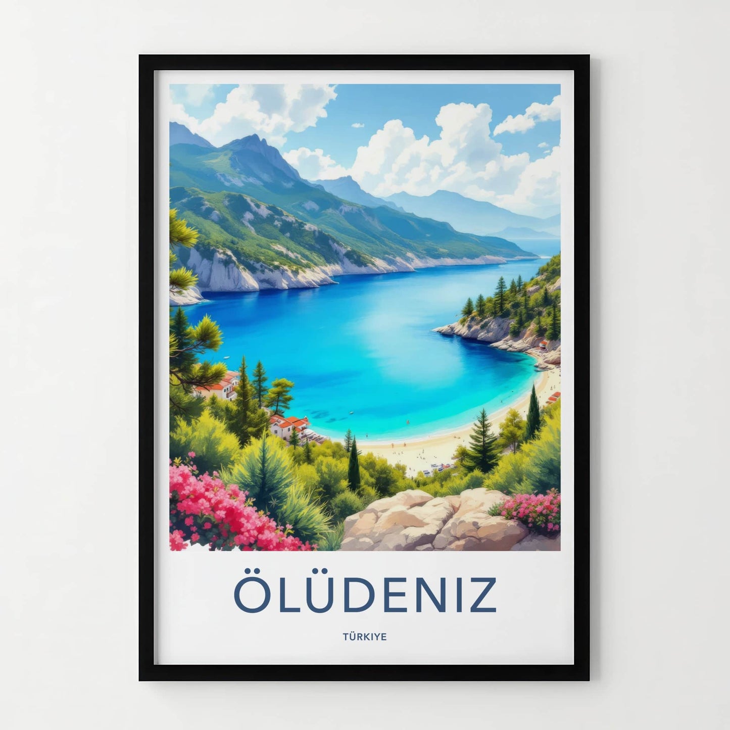 Oludeniz Poster - Turkiye Travel Art - Azure Beach Scene Home Decor