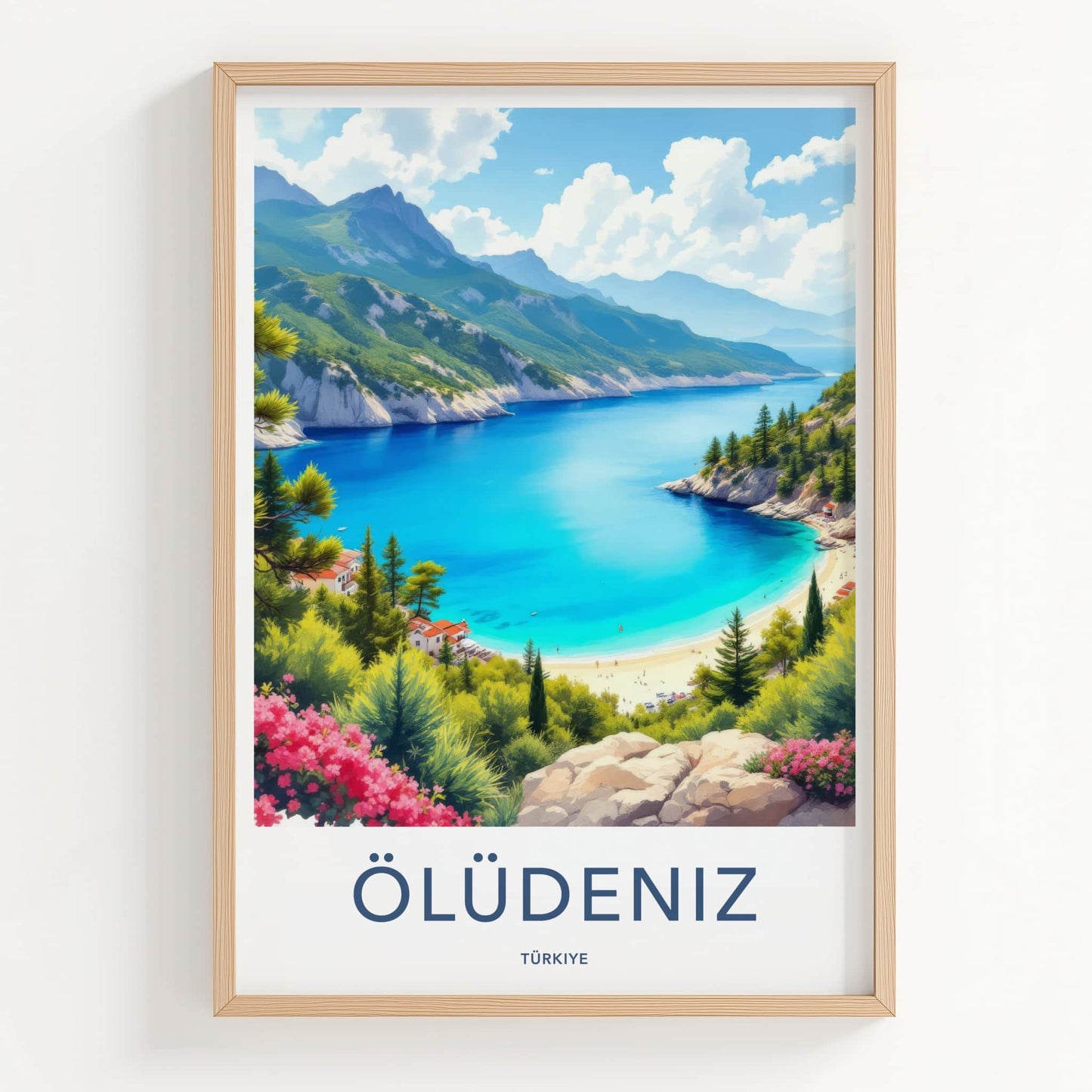 Oludeniz Poster - Turkiye Travel Art - Azure Beach Scene Home Decor
