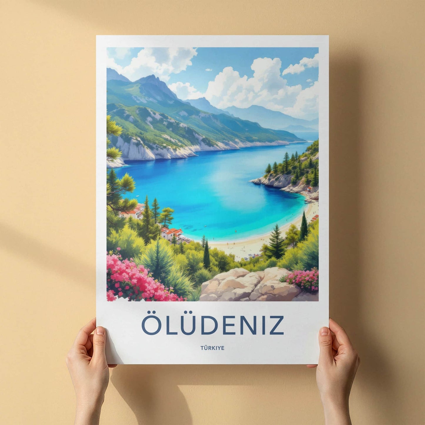 Oludeniz Poster - Turkiye Travel Art - Azure Beach Scene Home Decor